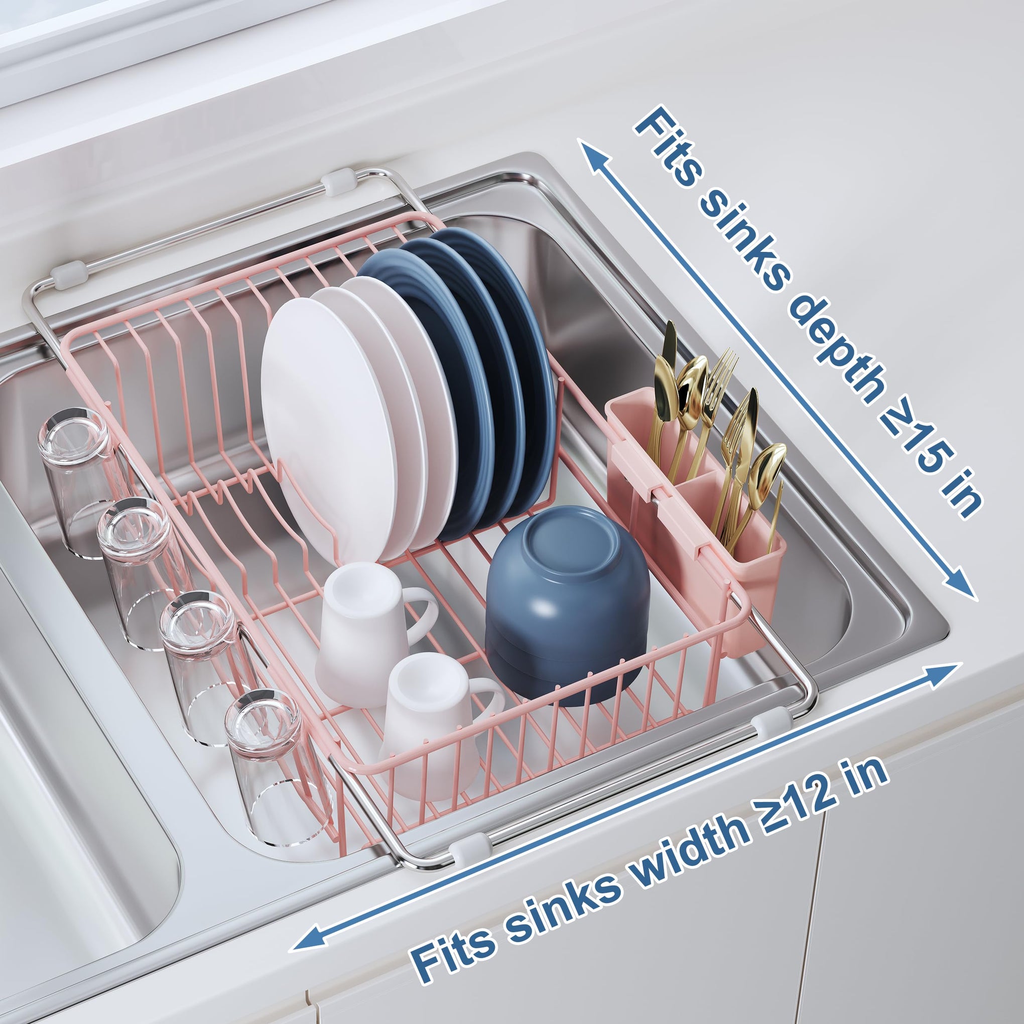 Pink Dish Drying Rack in Sink