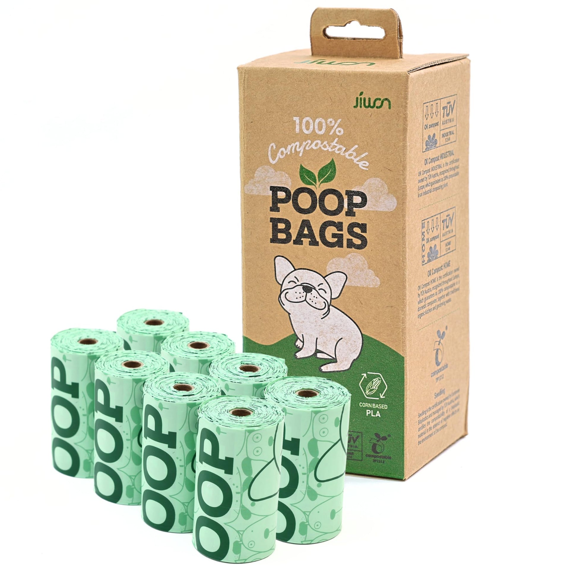 100% Certified Home Compostable Dog Poop Bags (120 Count)