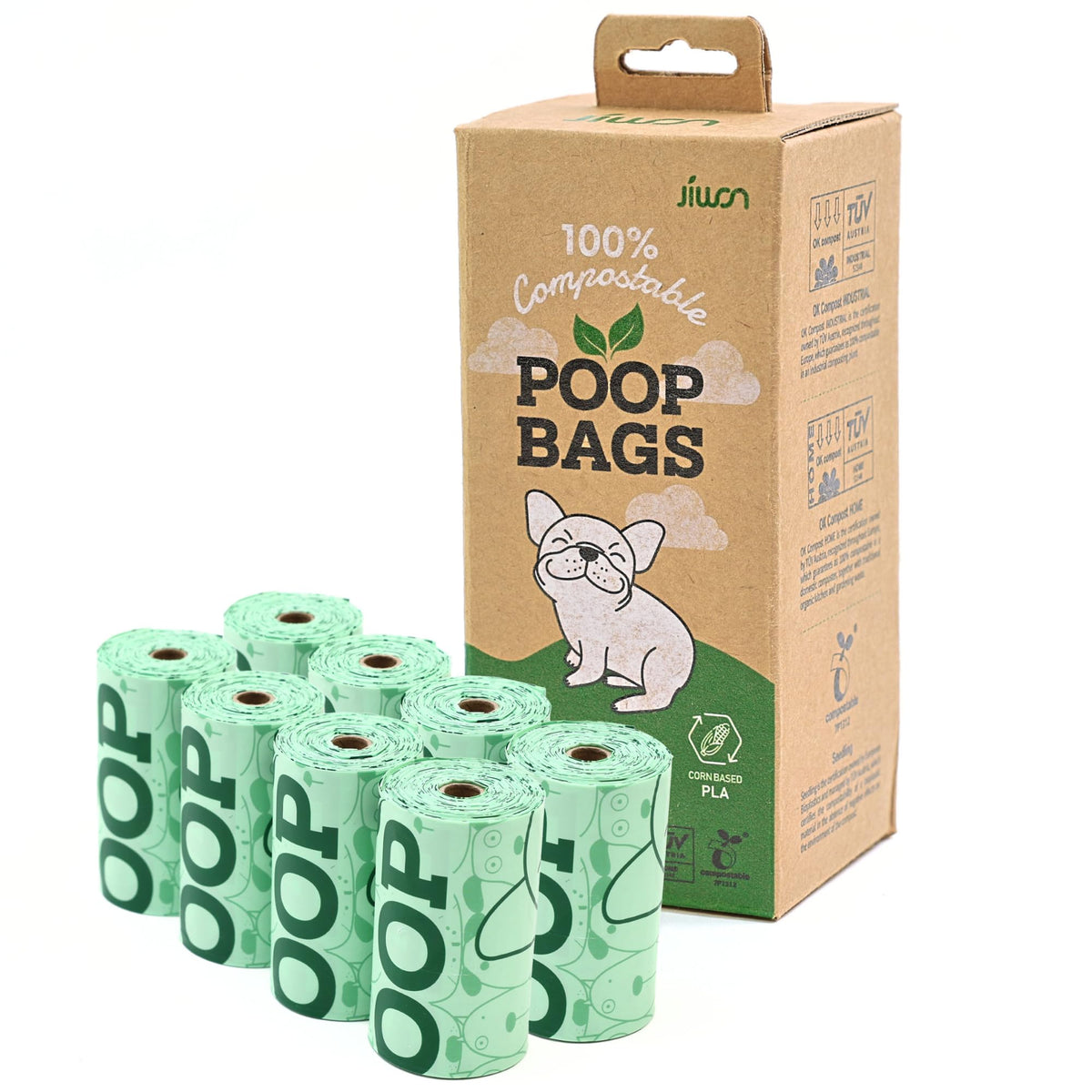 100% Certified Home Compostable Dog Poop Bags (120 Count)
