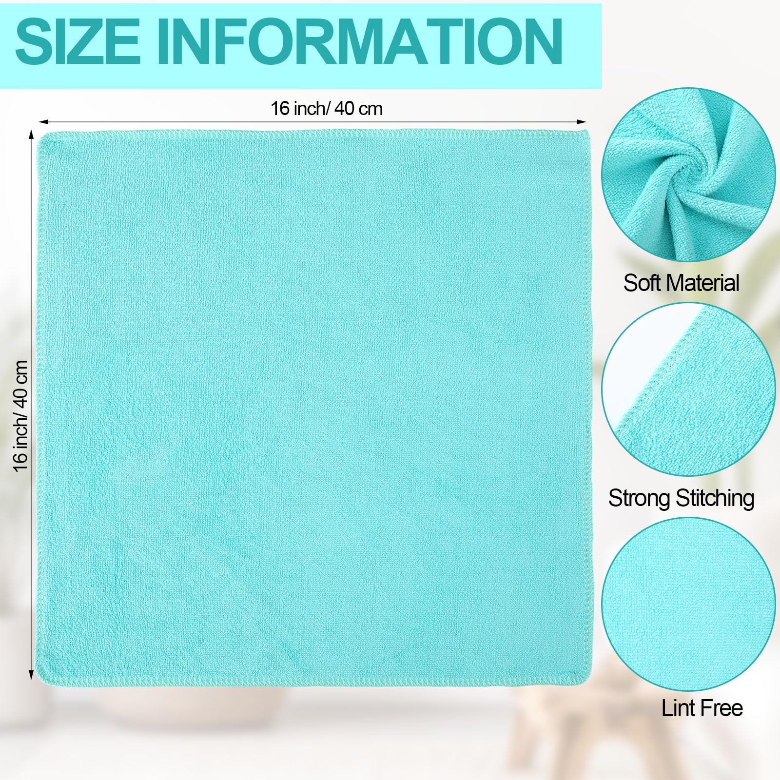Cleaning Cloths for Cars 16 x 16 Inch Ultra Absorbent Towels Drying Microfiber Reusable Cleaning Supplies House Kitchen Window Microfiber Towel (60 Count)