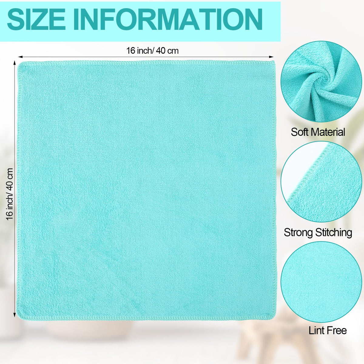 Cleaning Cloths for Cars 16 x 16 Inch Ultra Absorbent Towels Drying Microfiber Reusable Cleaning Supplies House Kitchen Window Microfiber Towel (60 Count)