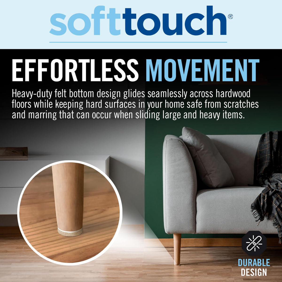 1.5" Round Reusable Felt Furniture Sliders for Hard Surfaces (24 Count)