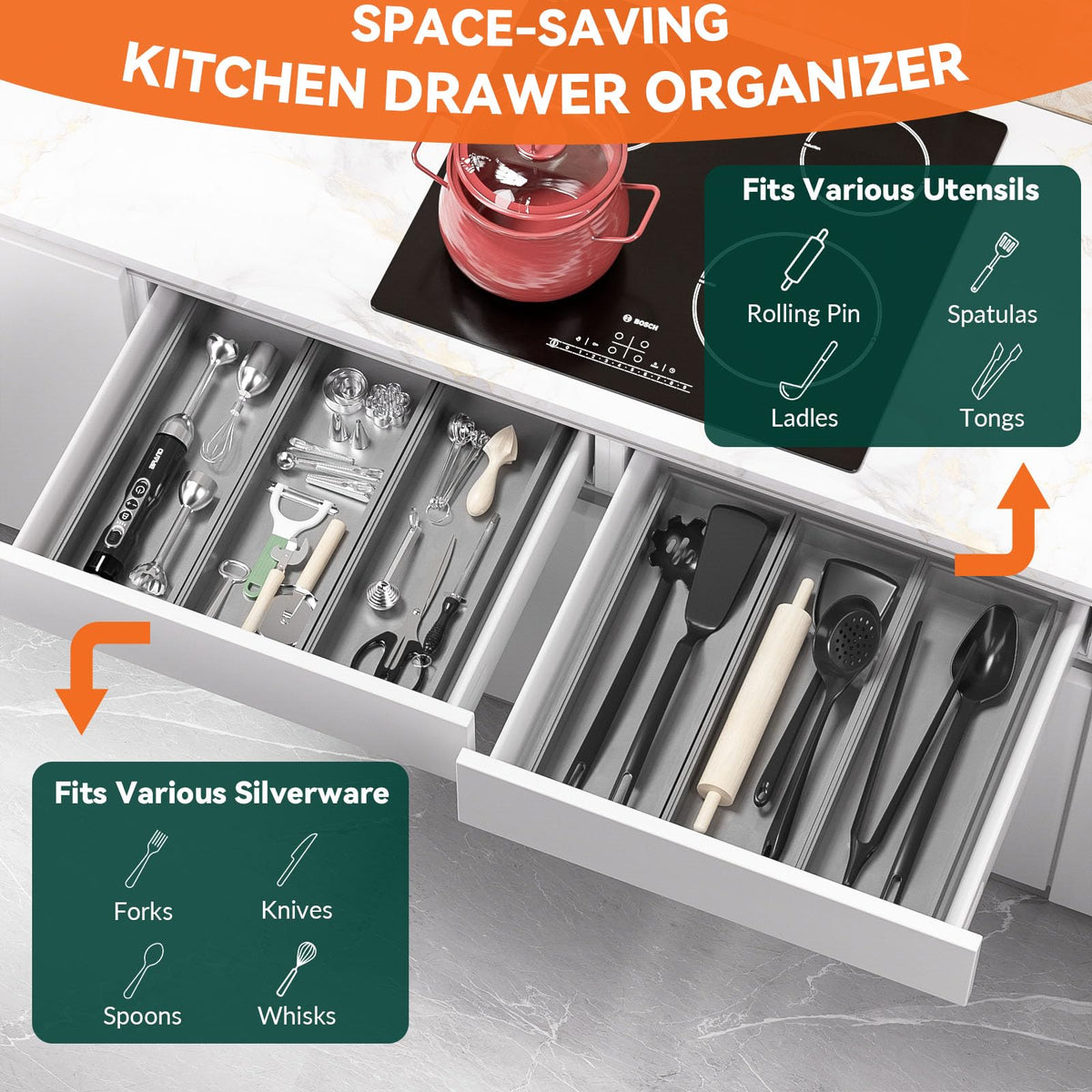 Bamboo Drawer Organizer (2 Count)