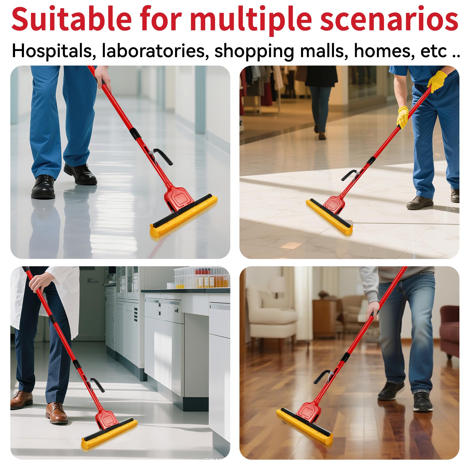 Cellulose Sponge Pop Up Sponge Mop with 2 Swop Roller Sponge mop Suitable for Wood