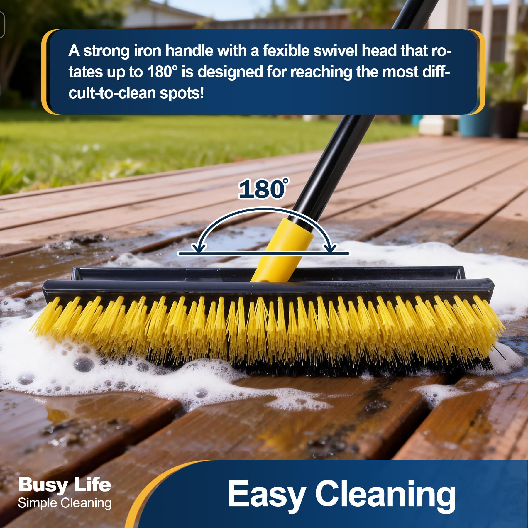 Double Sided Floor Scrub Brush Triangle Brush Heavy Duty 65.5"