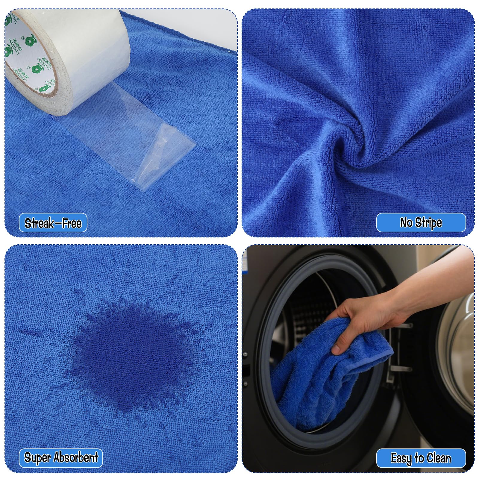 4 Pack Extra Large Microfiber Cleaning Cloths 20"x30" (4 Count)