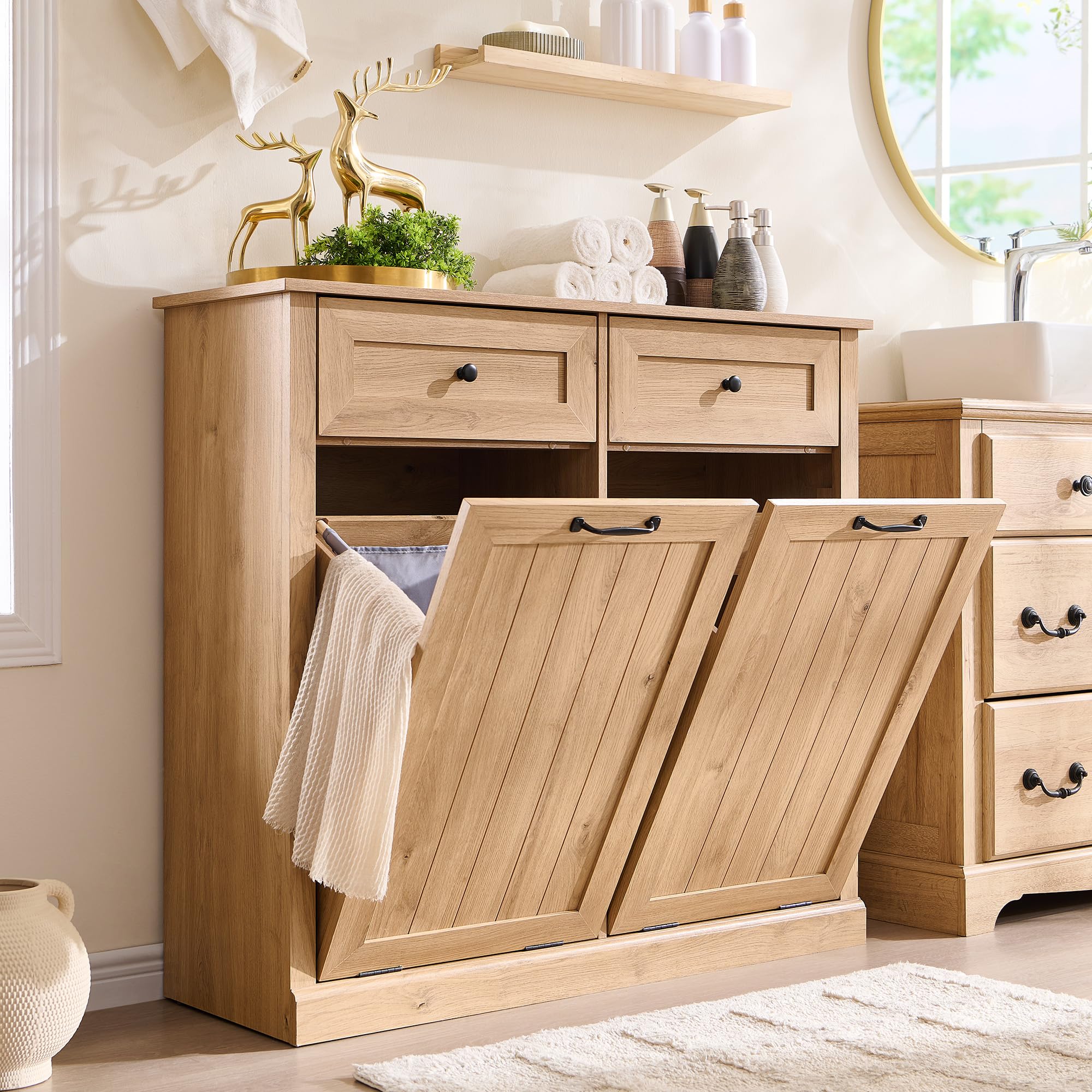 Double Tilt Out Laundry Hamper Cabinet