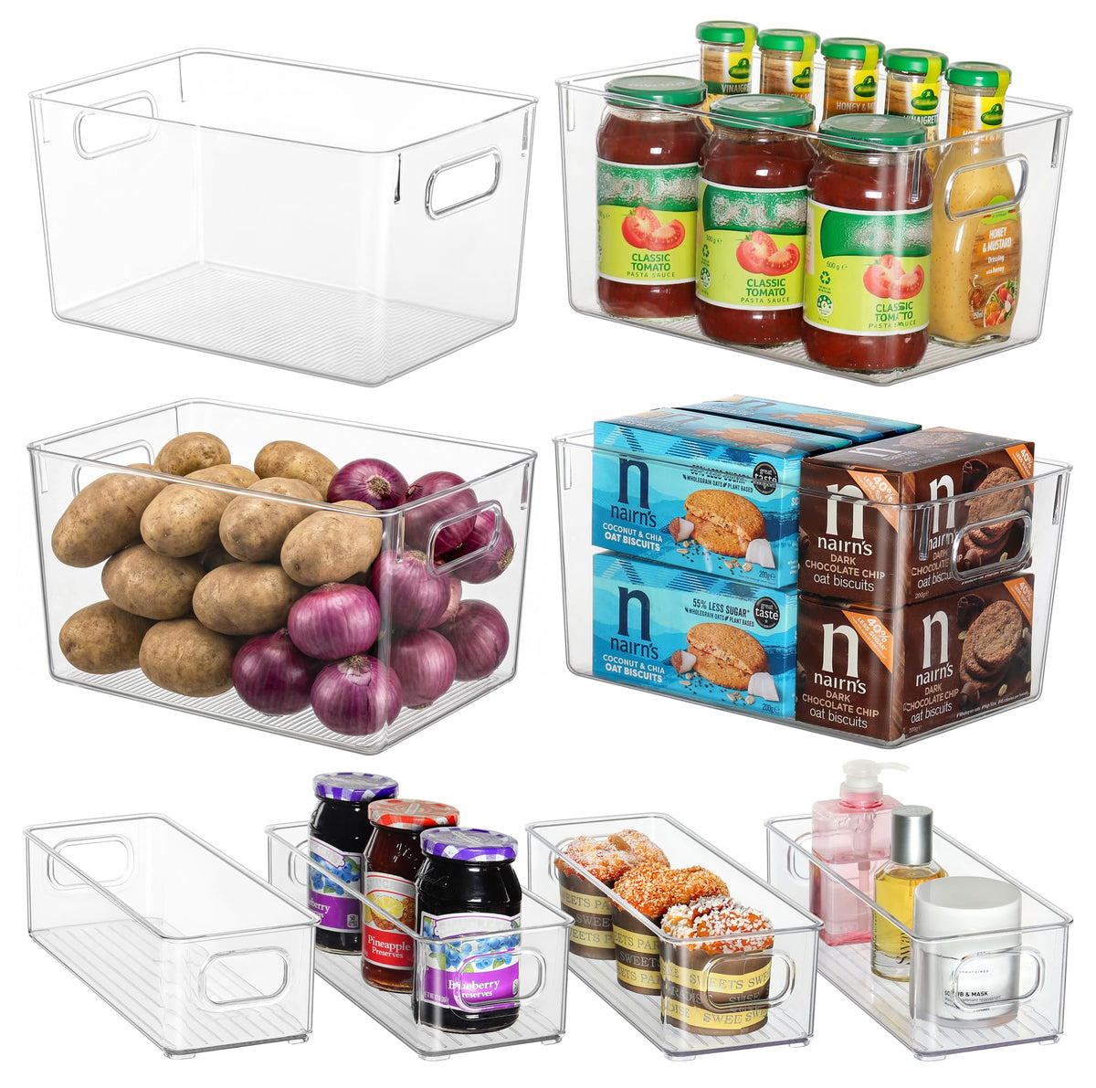 Clear Storage Bins 8 Pack for Pantry Organizers (8 Count)