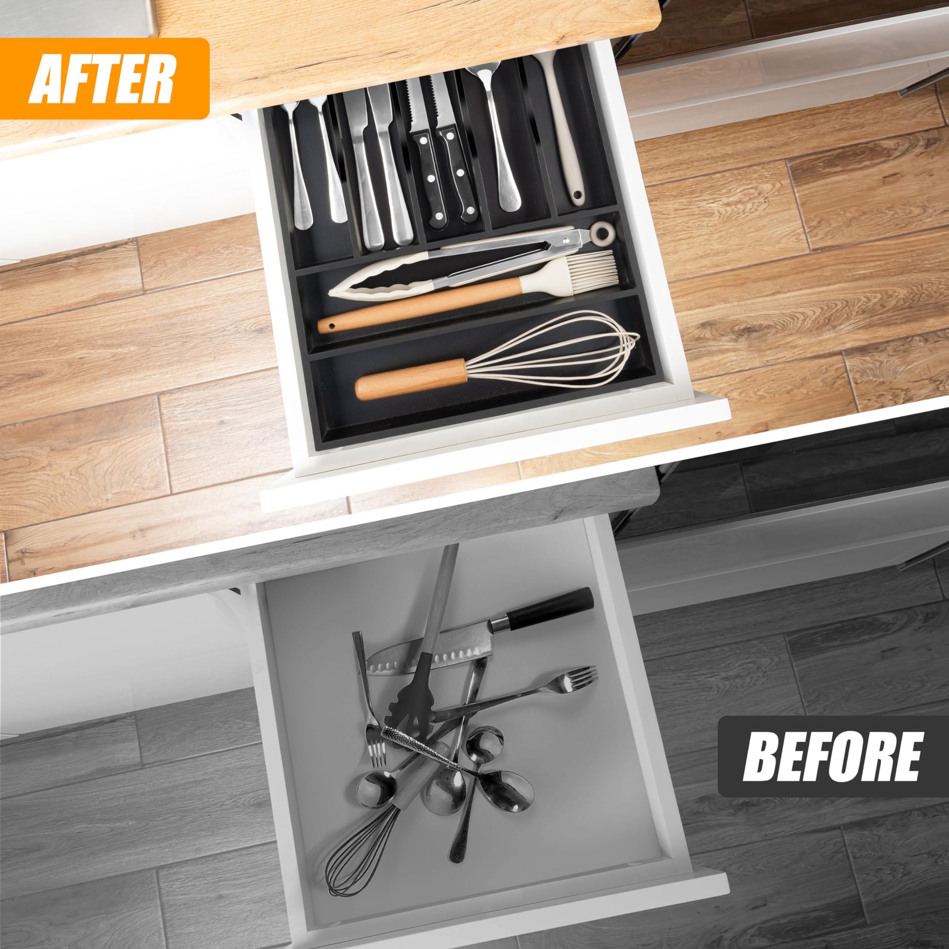 Bamboo Silverware Drawer Organizer