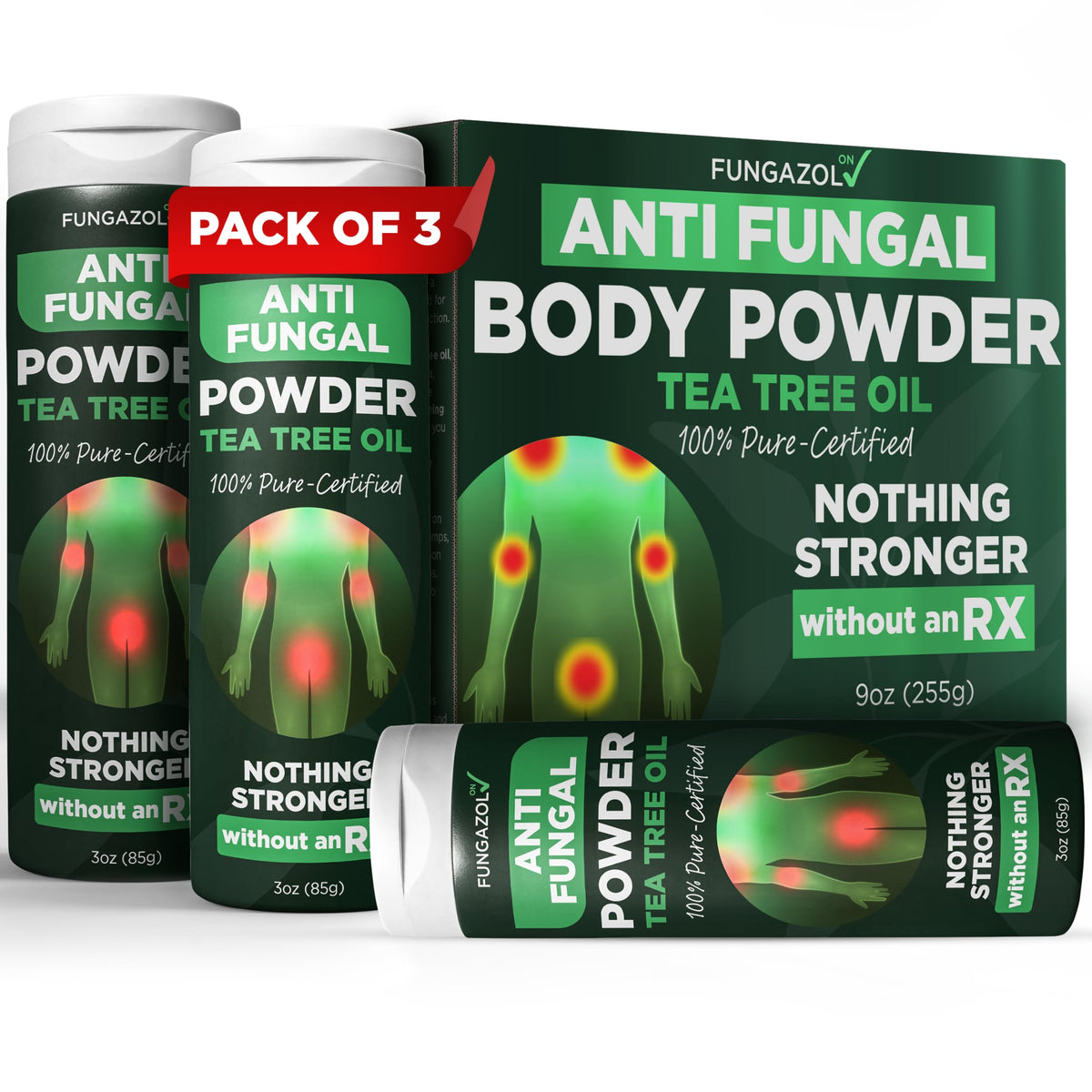 Antifungal Body Powder with Miconazole Nitrate 2% for Jock Itch & Ringworm (3 Ounce)