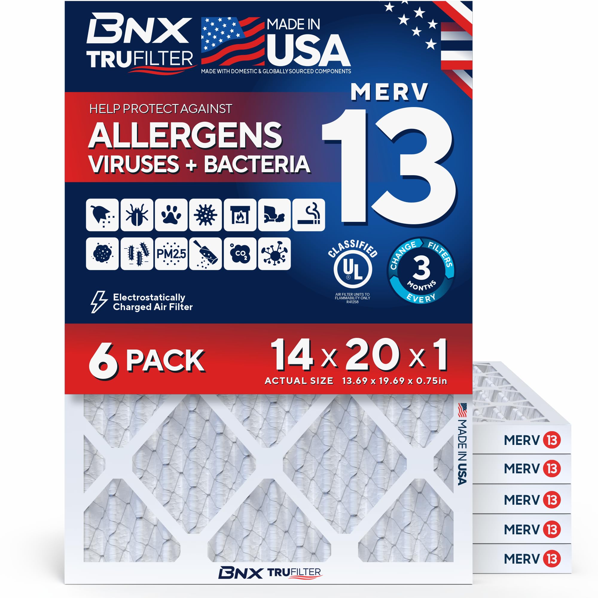 TruFilter 14x20x1 Air Filter MERV 13 AC Filter (6 Count)