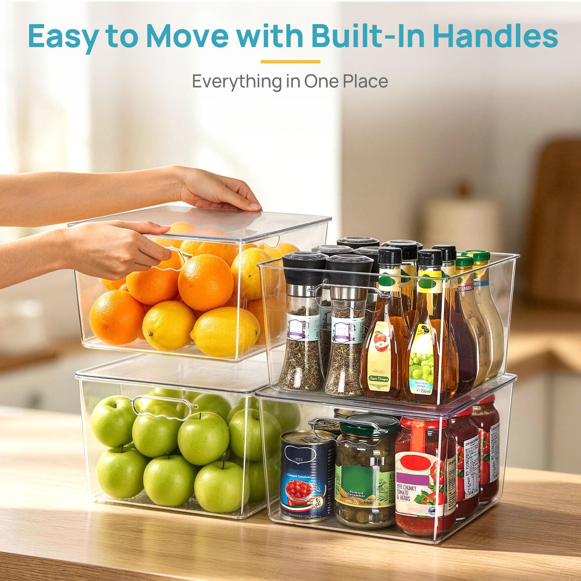 4 Pack Extra Large Clear Stackable Storage Bins with Lids for Cube (4 Count)