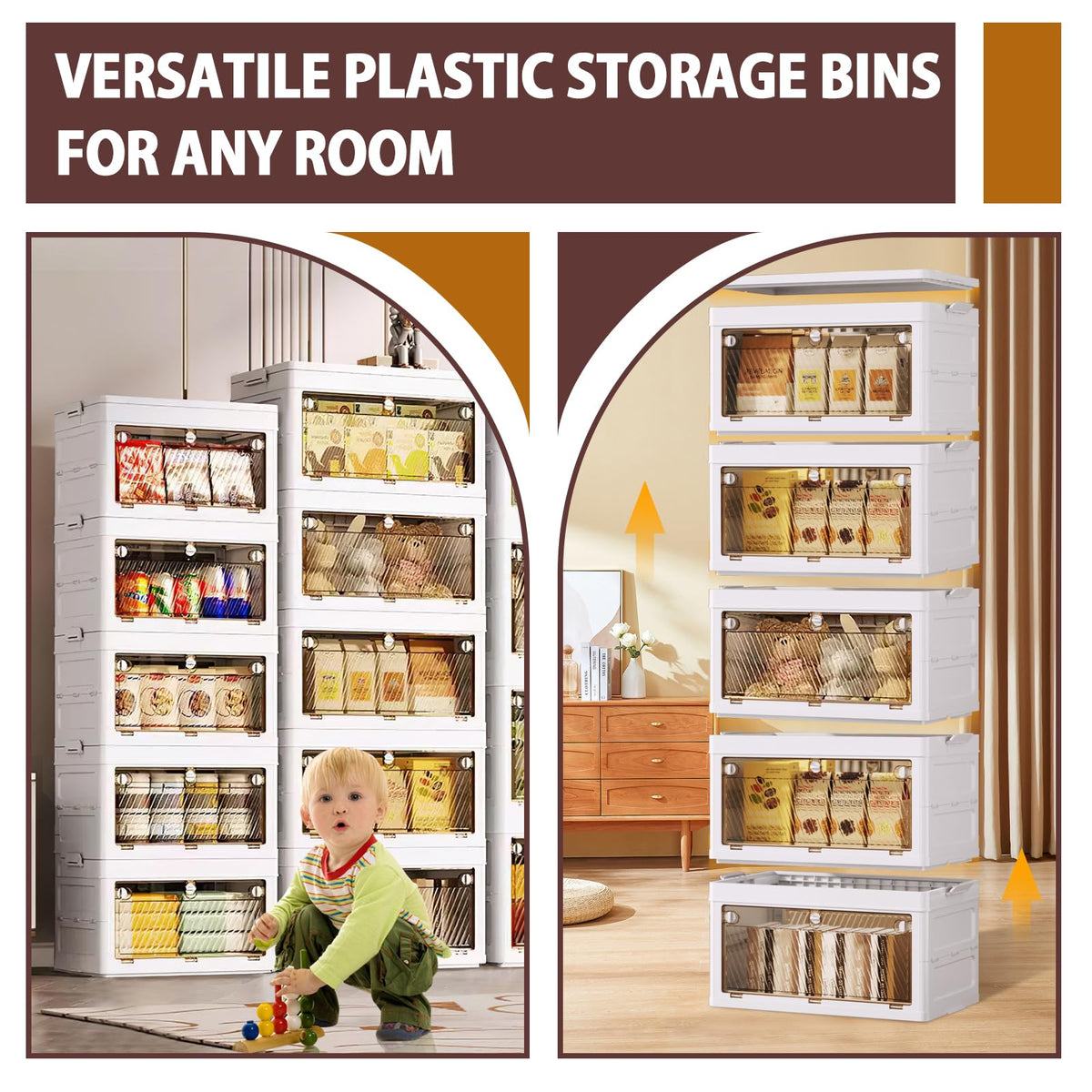 5 Tier Stackable Plastic Storage Bins