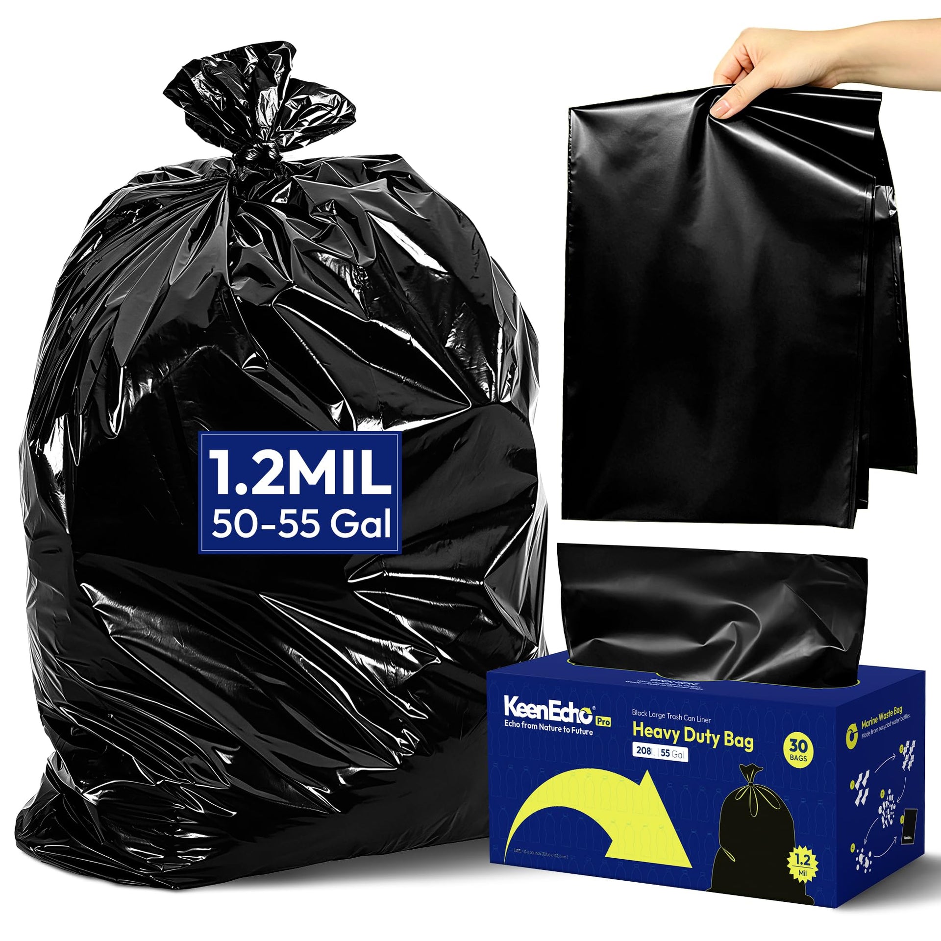 Heavy Duty Contractor Trash Bags 55 Gallon 30 Count