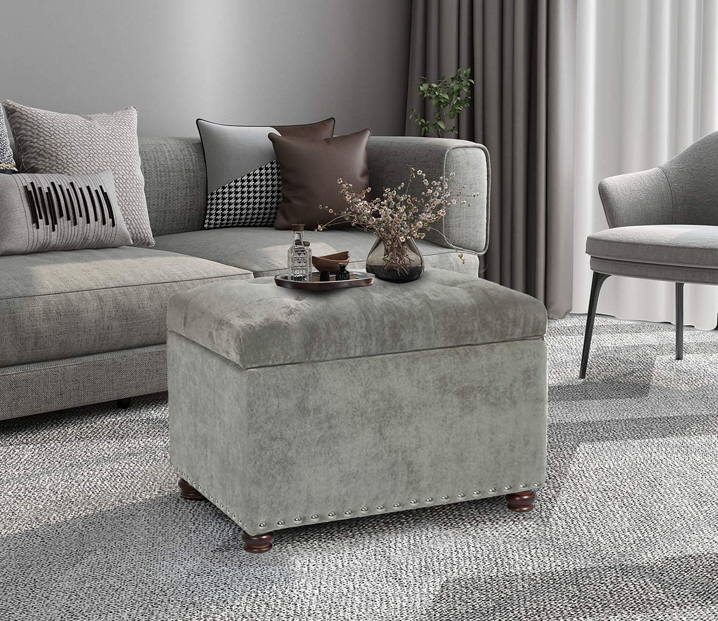 Storage Ottoman Foot Rest Stool