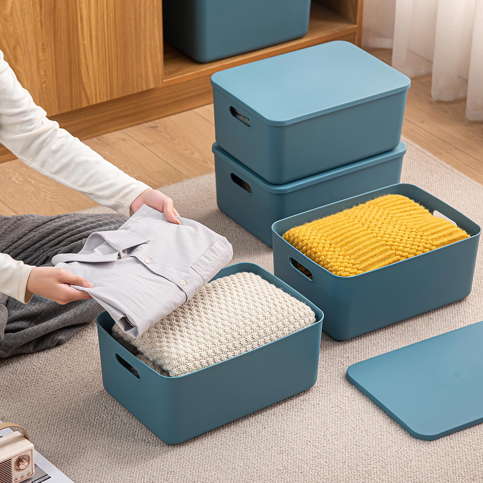 Plastic Storage Bins with lids (3 Count)