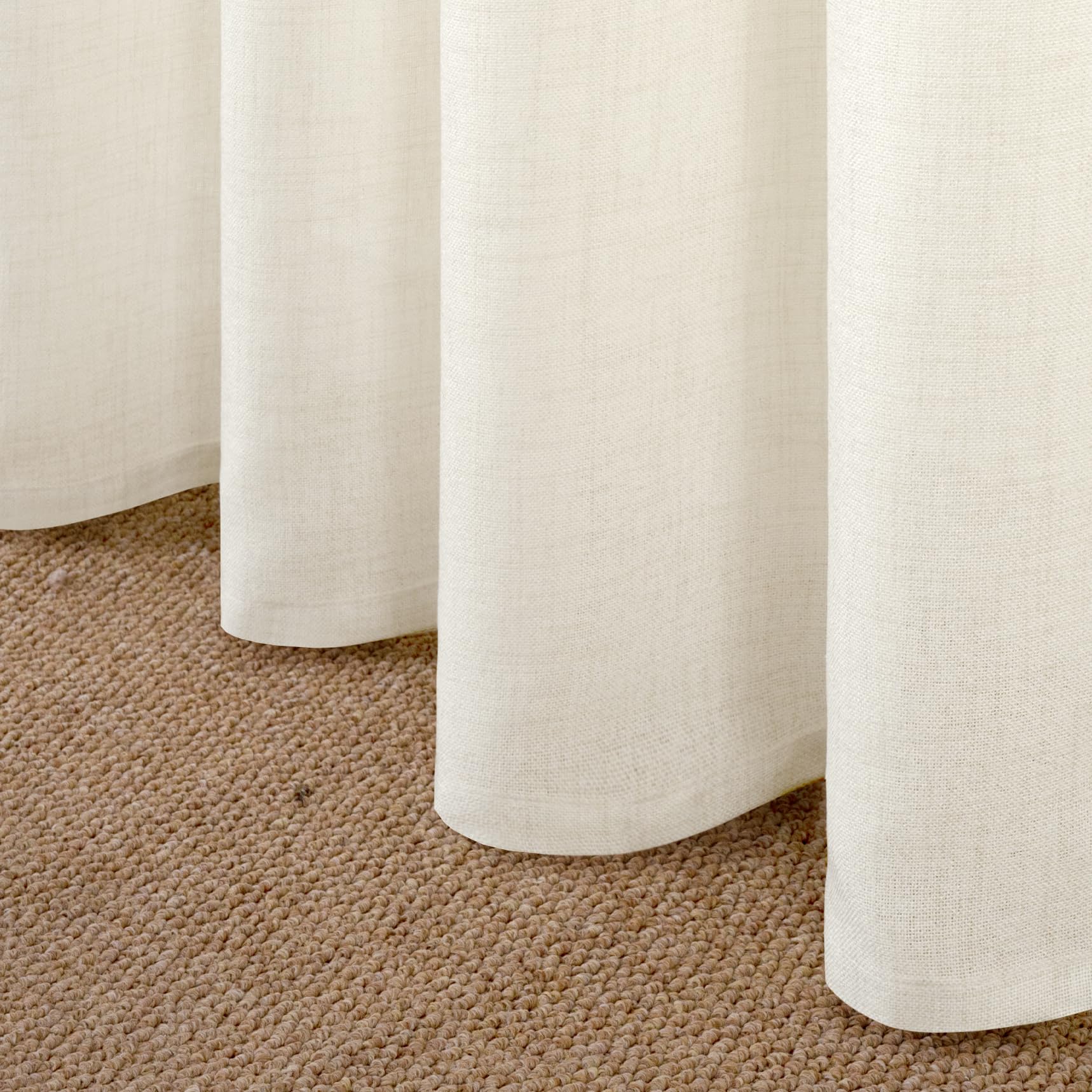Ivory Linen Semi Sheer Curtains 40 Inch Length for Short Window (2 Count)