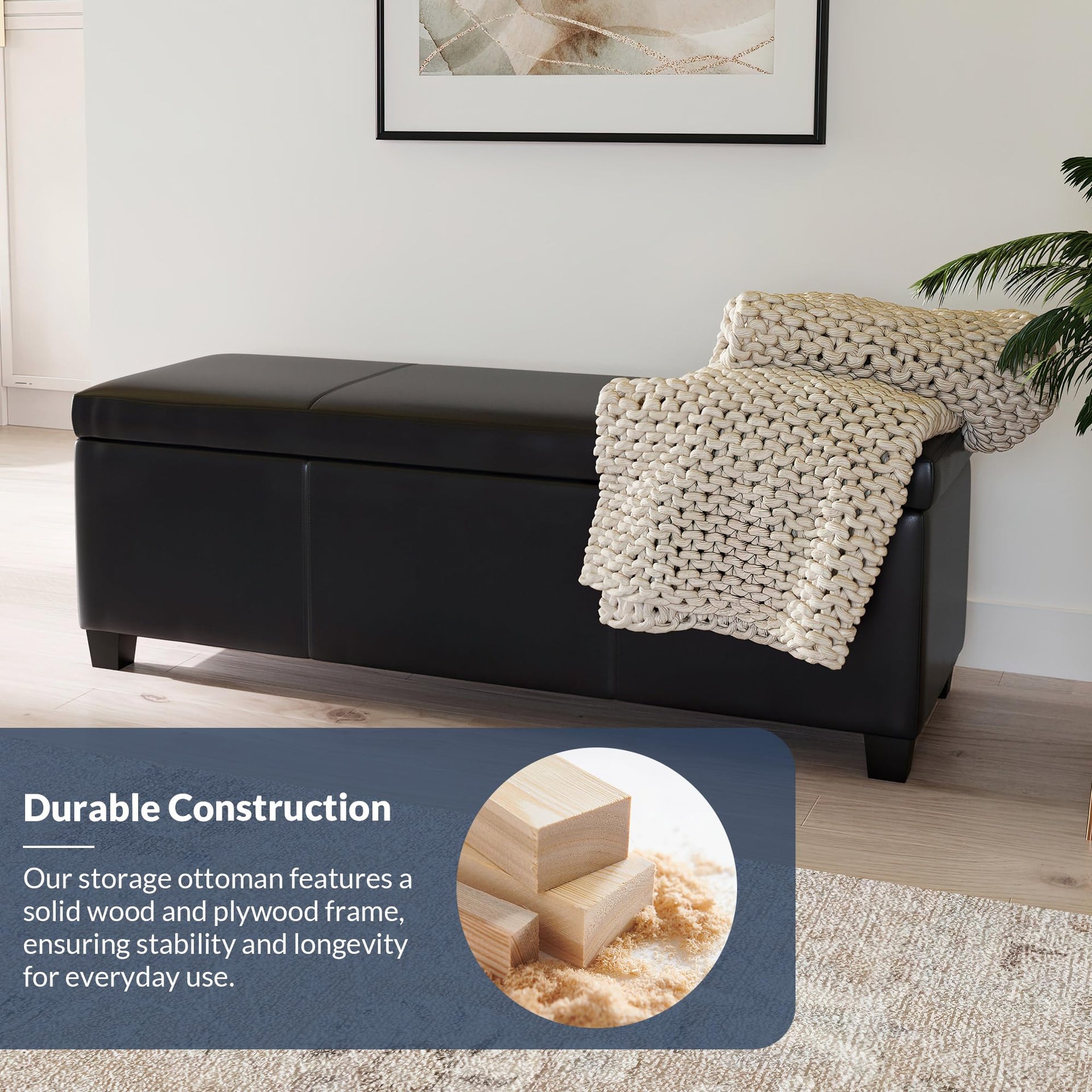 Storage Faux Leather Ottoman