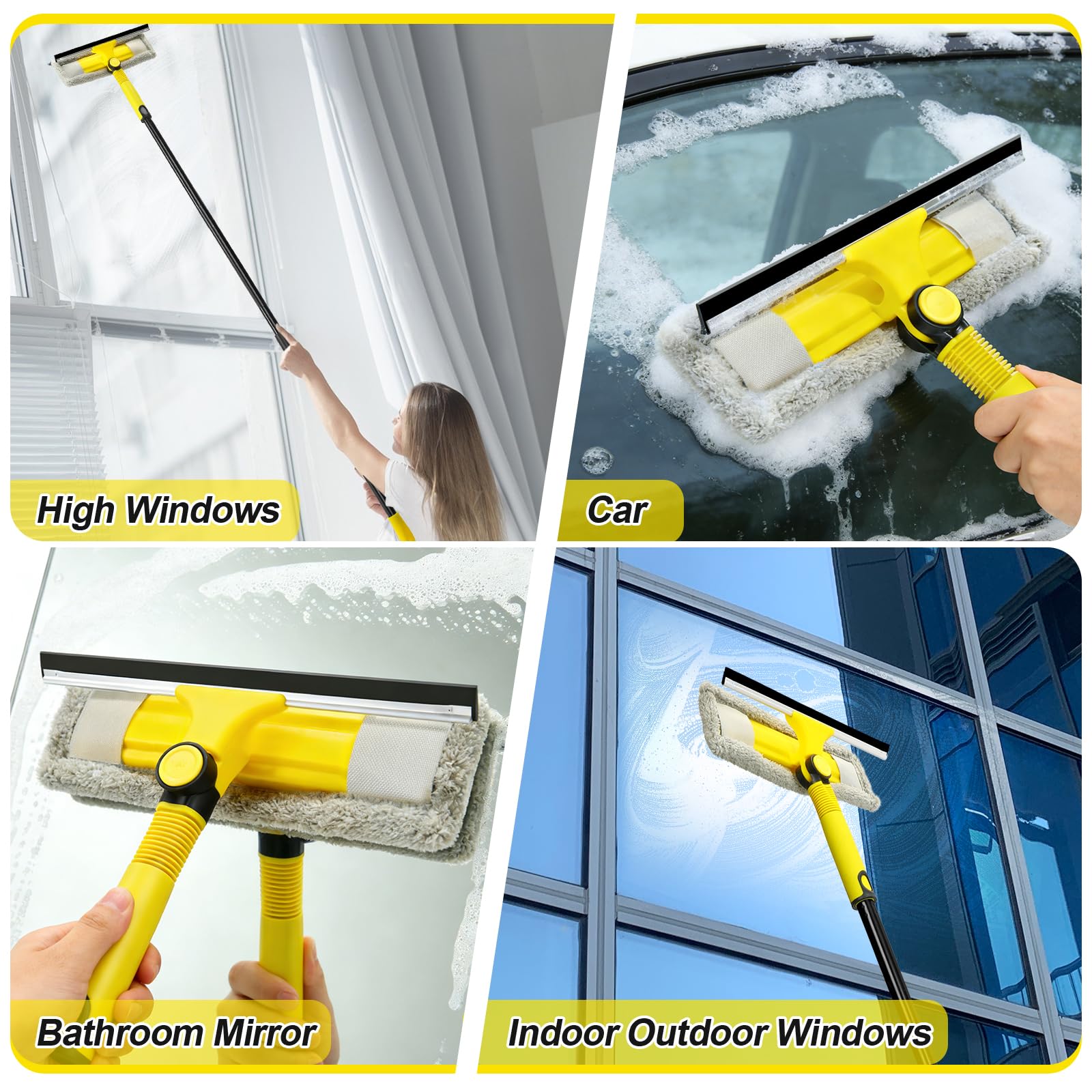 Professional Window Squeegee with 60" Extension Pole for Home