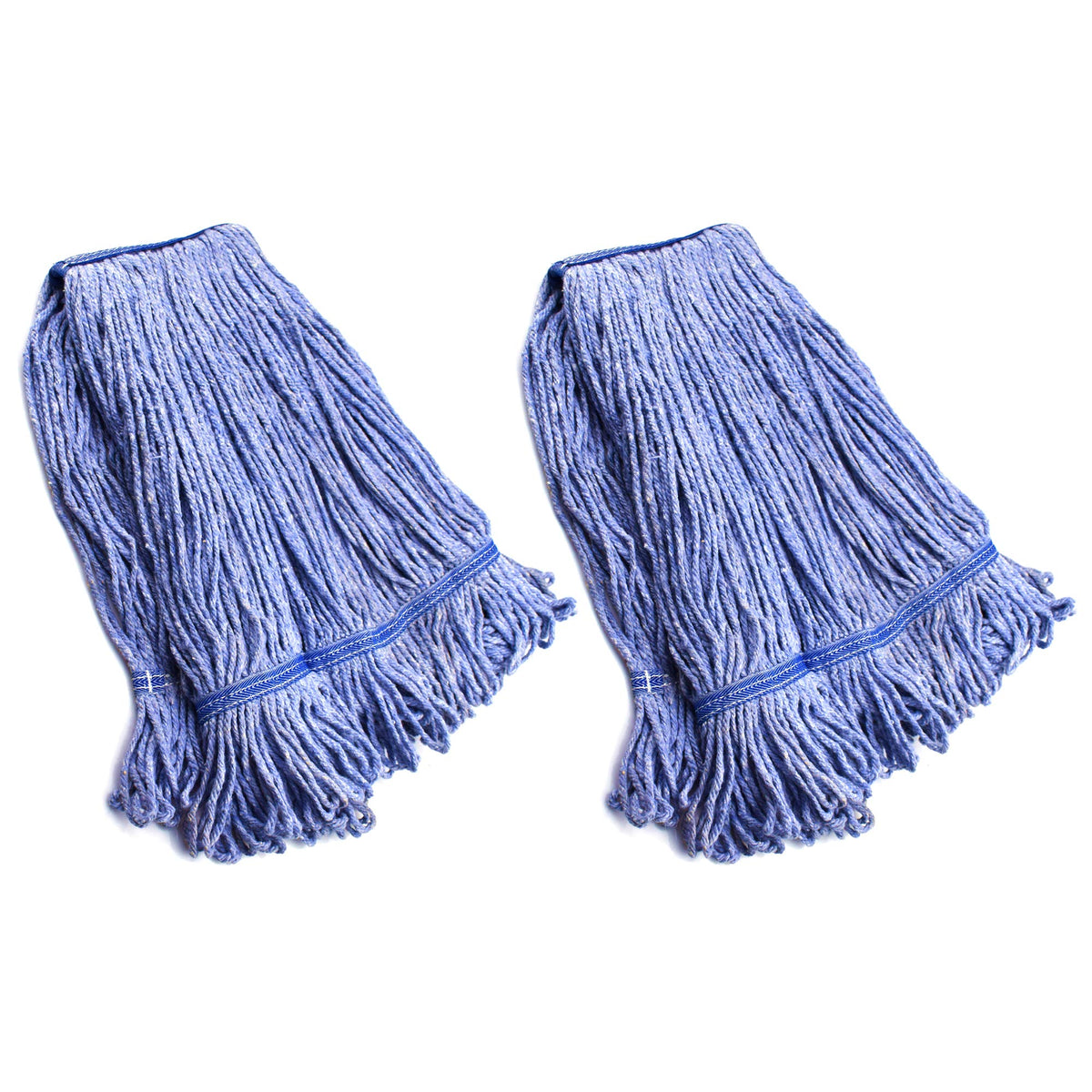 String Mop Heads Replacement Heavy Duty Commercial Grade Blue Cotton Looped End Wet Industrial Cleaning Mop Head Refills (2 Count) - ModHome Supplies