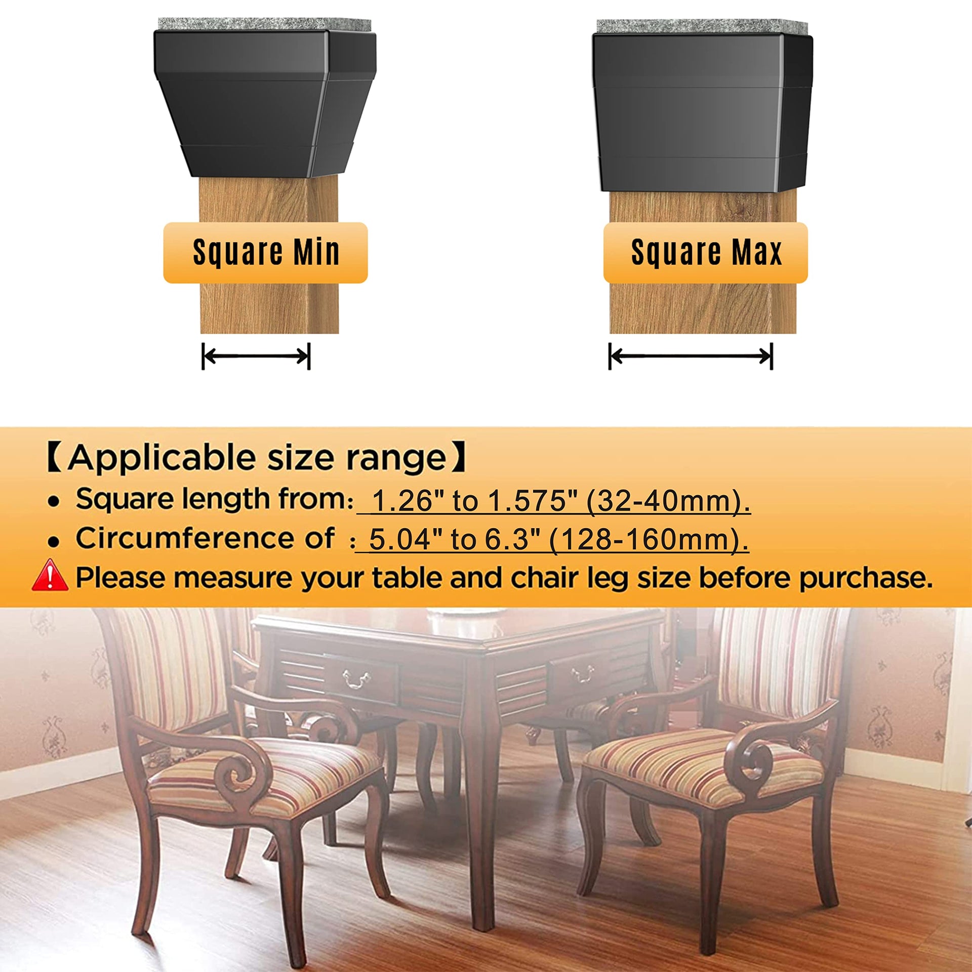 24 PCS Square Chair Leg Floor Protectors (24 Count)