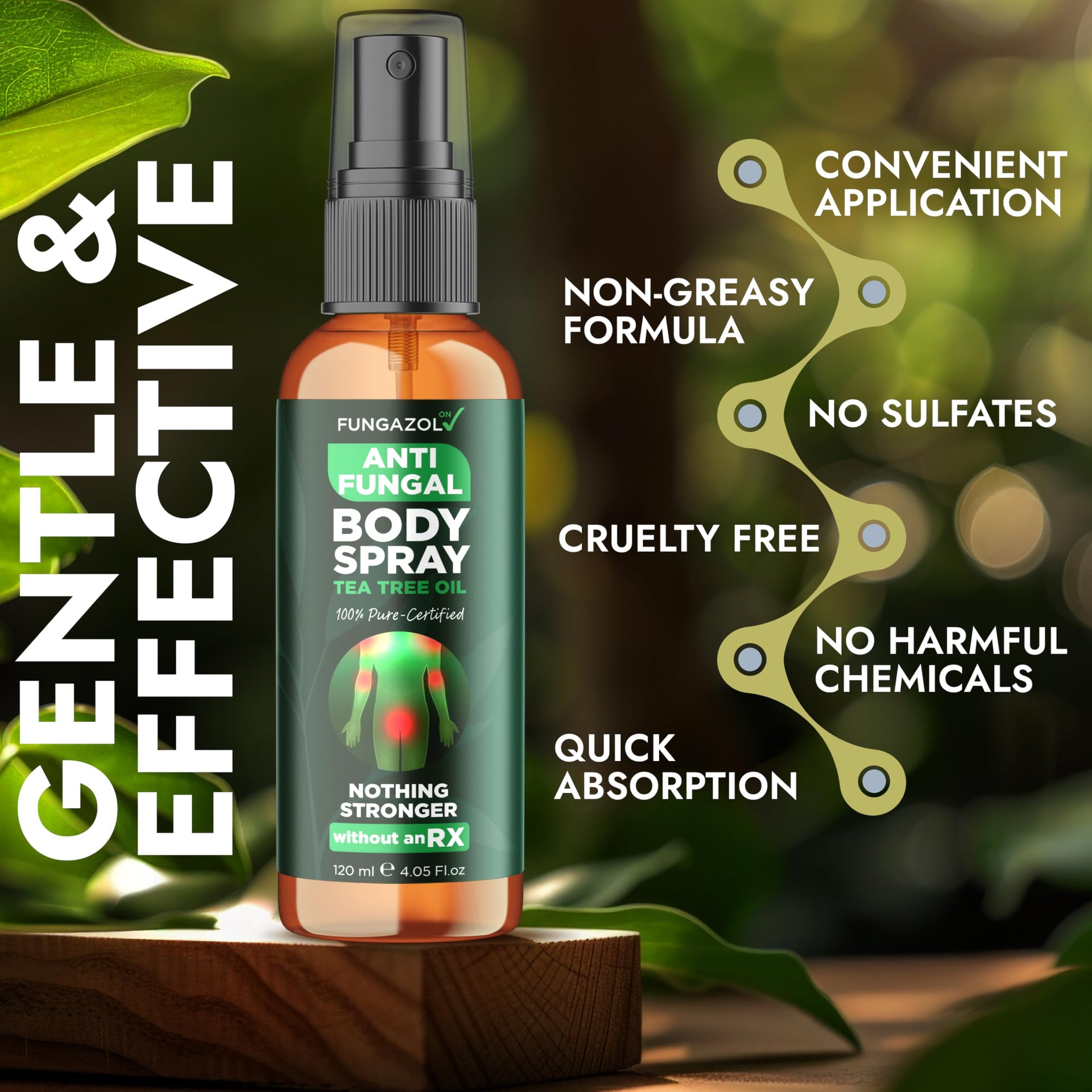 Antifungal Body Spray with Tea Tree Oil for Jock Itch & Athlete's Foot (4.05 Fl Oz)