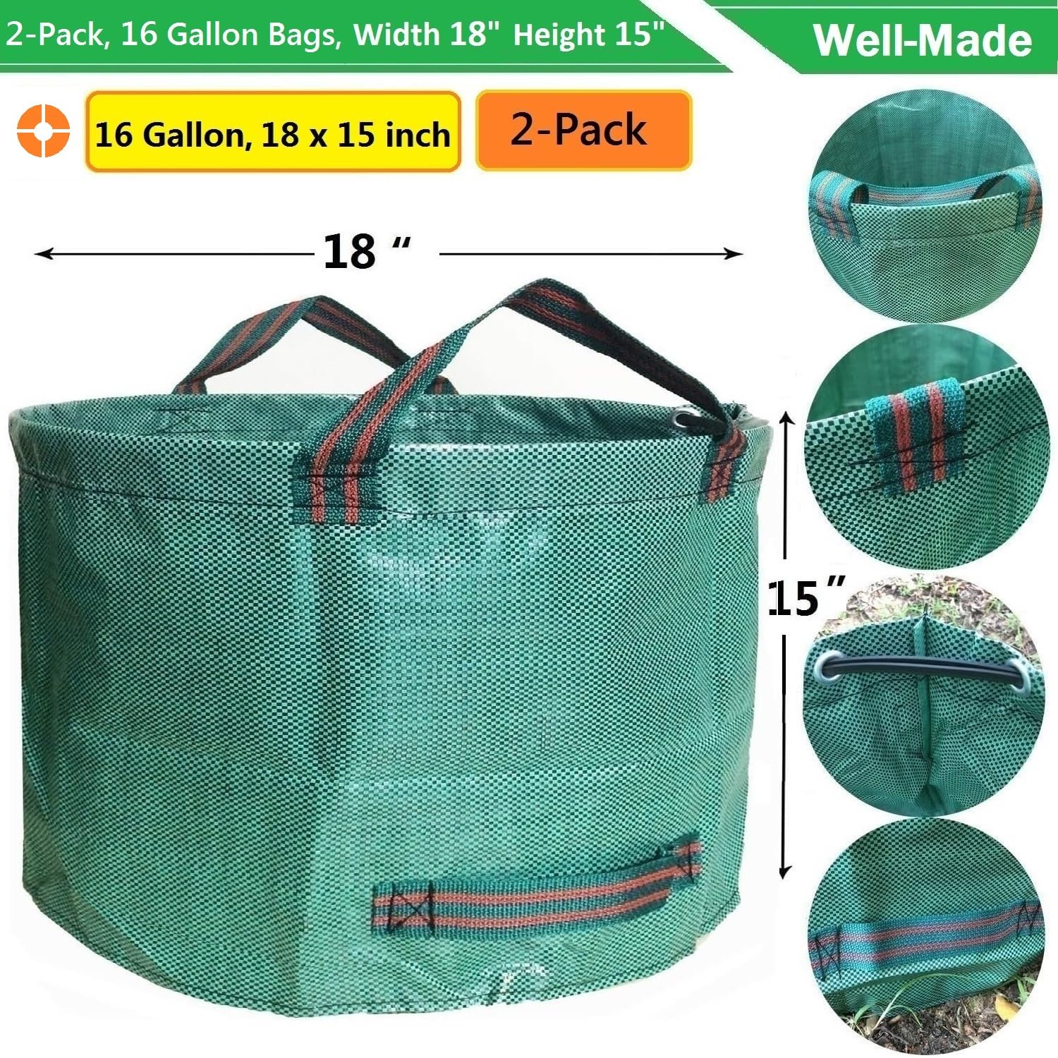 Standard 2 Pack 16 Gallon Yard Lawn Garden Bags (2 Count)