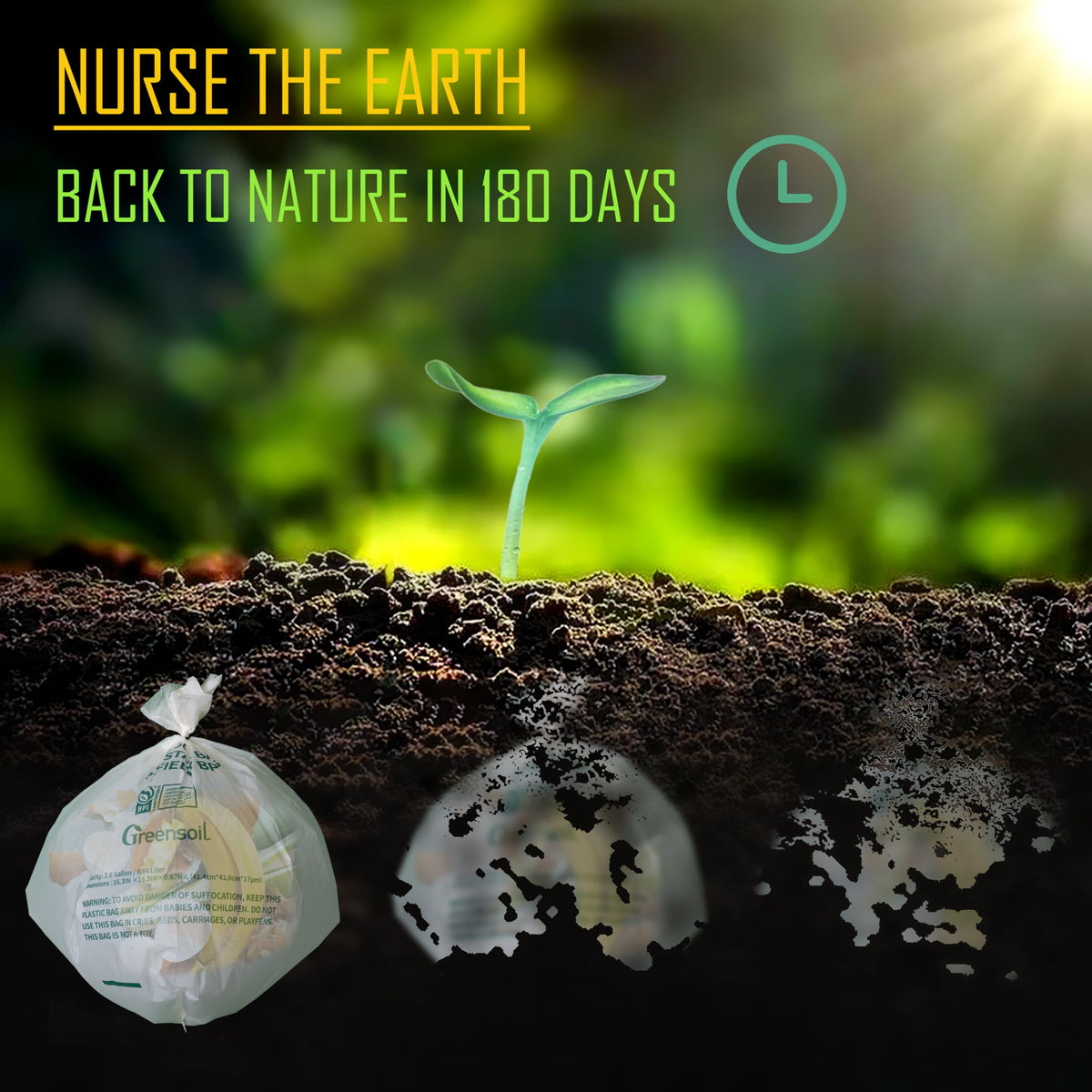 100% Compostable Waste Bags 2.6 Gallon (100 Count)