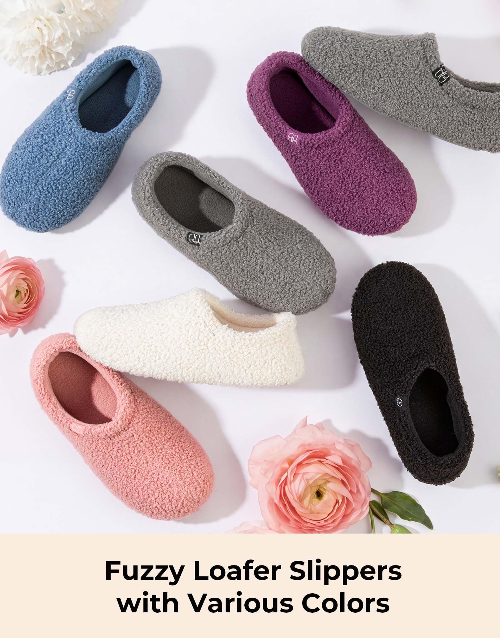 Women's Fuzzy Curly Fur Loafer Slippers