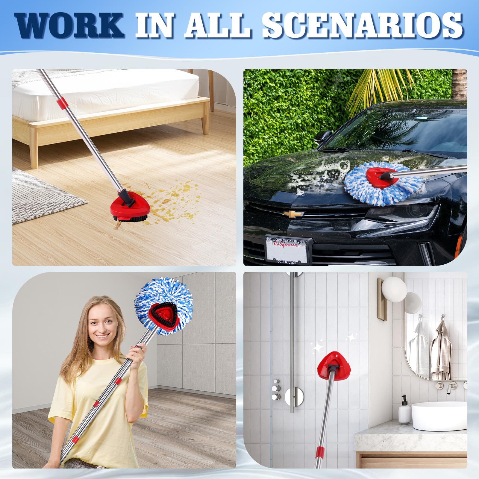 4 Pack Spin Mop Replacements Head Compatible for Ocedar RinseClean 2 (9 Count) - ModHome Supplies