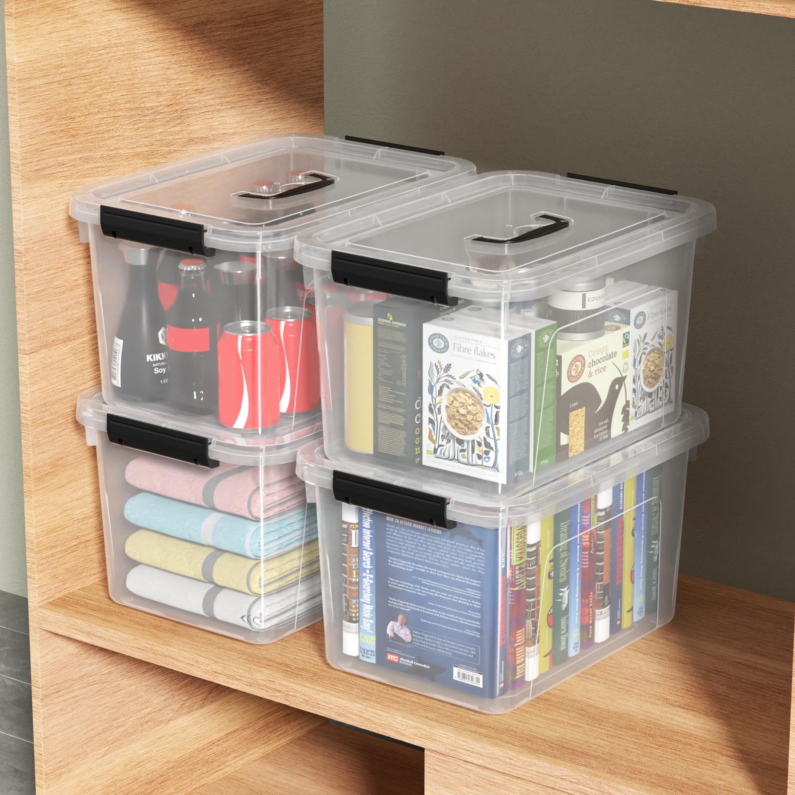 18 Quart Plastic Storage Bins with Lid (4 Count)