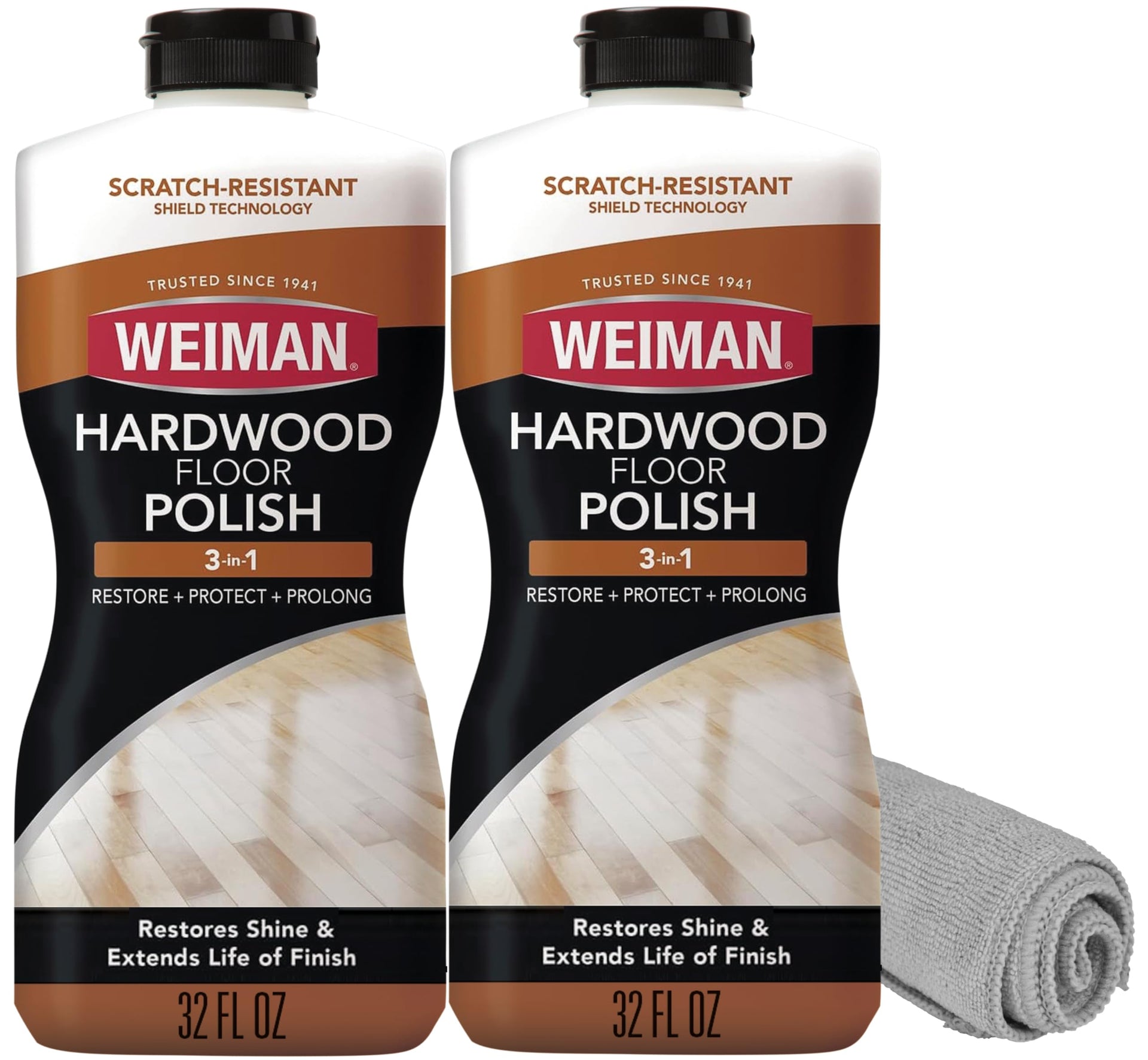 Wood Floor Polish and Restorer 32 Oz 3PC Bundle (96 Fl Oz)