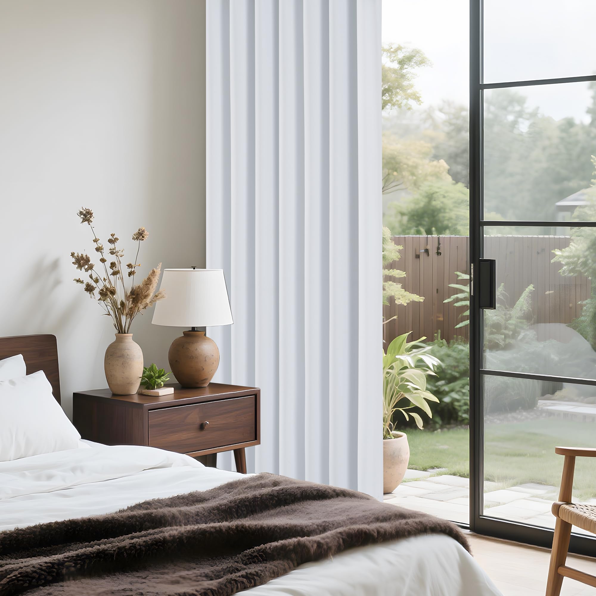 White Total Blackout Curtains 84 inch Length 2 Panels Set