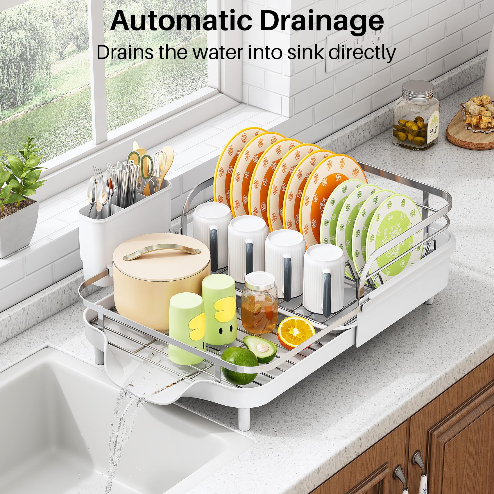 Expandable Dish Drying Rack for Small Kitchen Counter