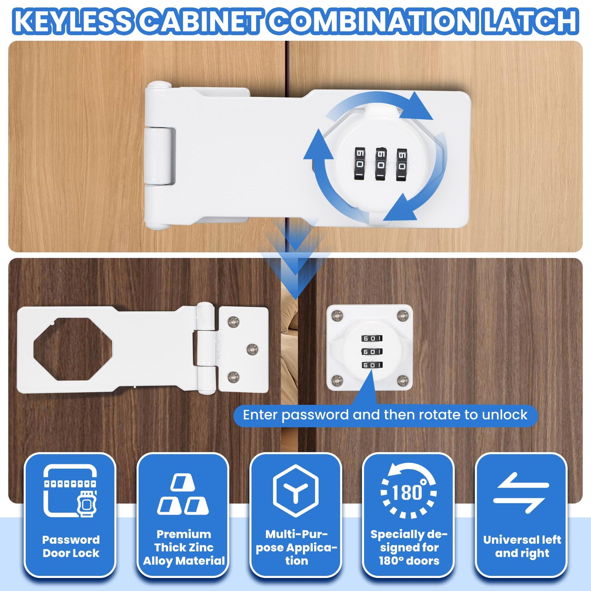 Keyless Cabinet Lock with Combination Code