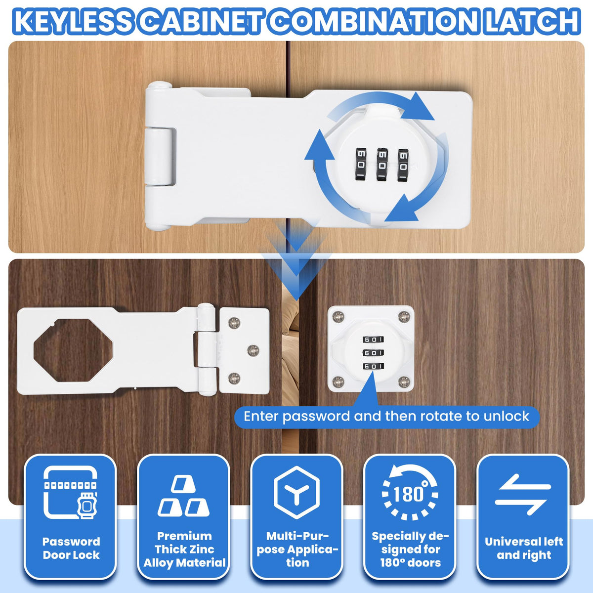 Keyless Cabinet Lock with Combination Code