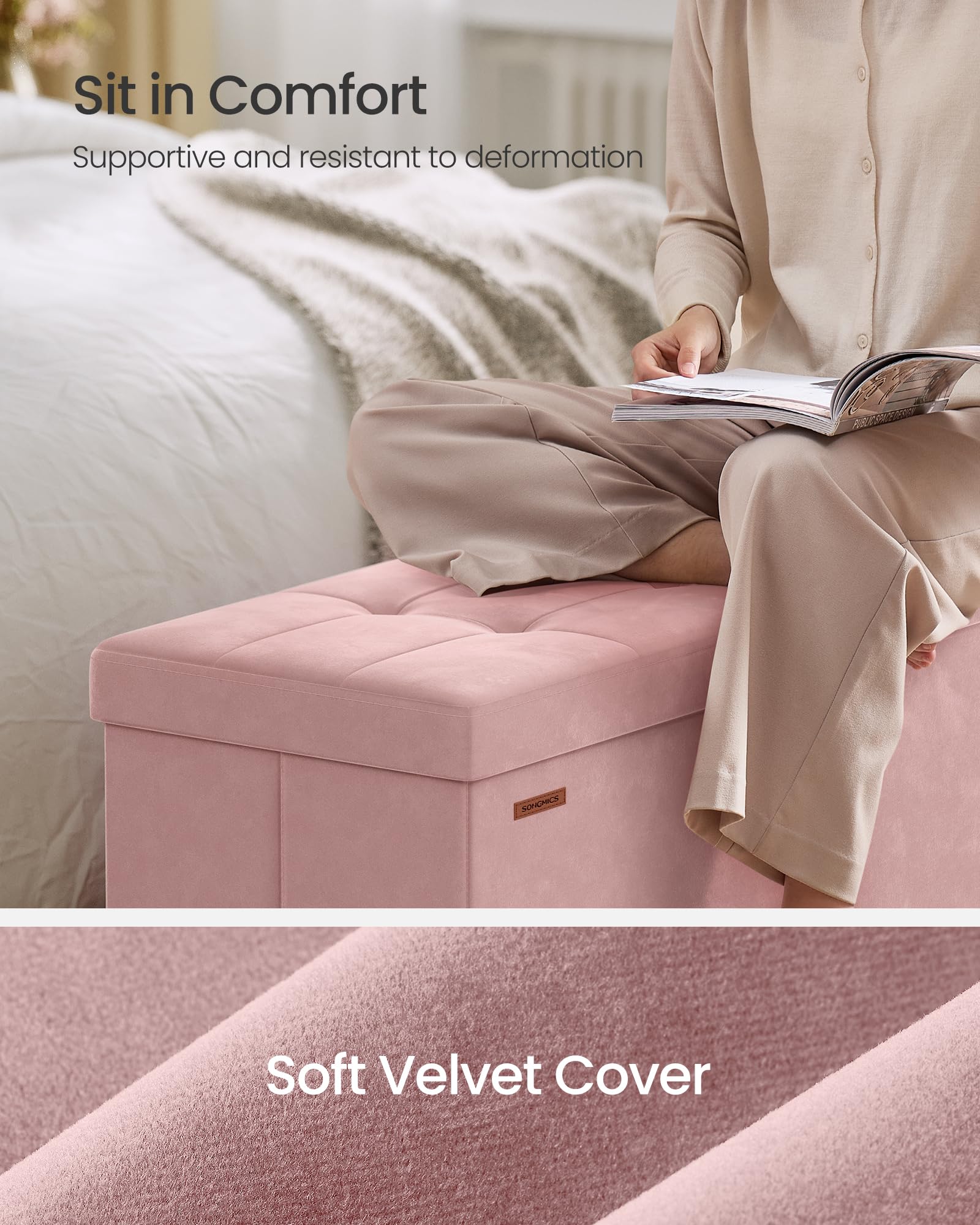 Storage Ottoman Bench with Legs