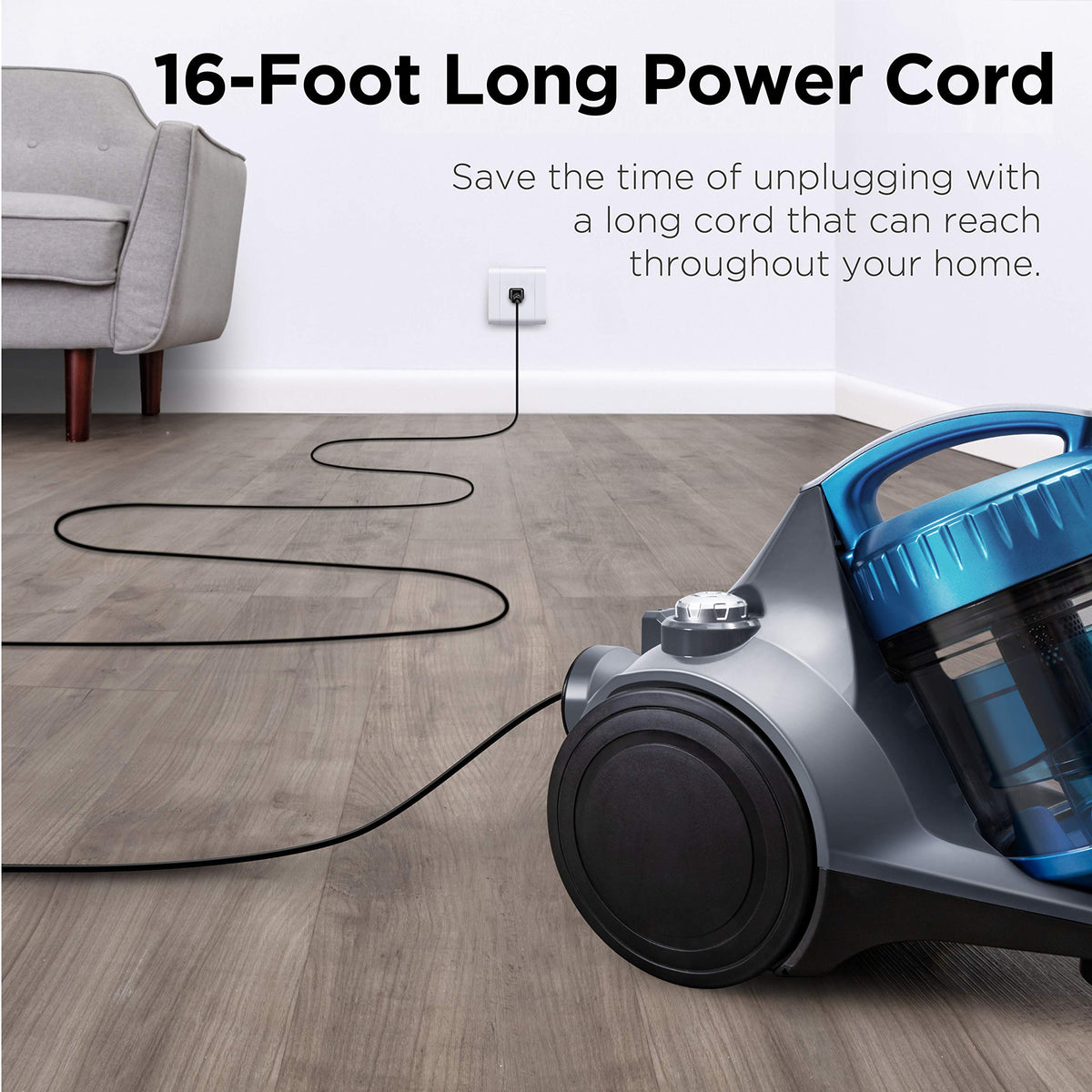 Whirlwind Bagless Canister Cleaner NEN110A Lightweight Corded Vacuum for Carpets and Hard Floors