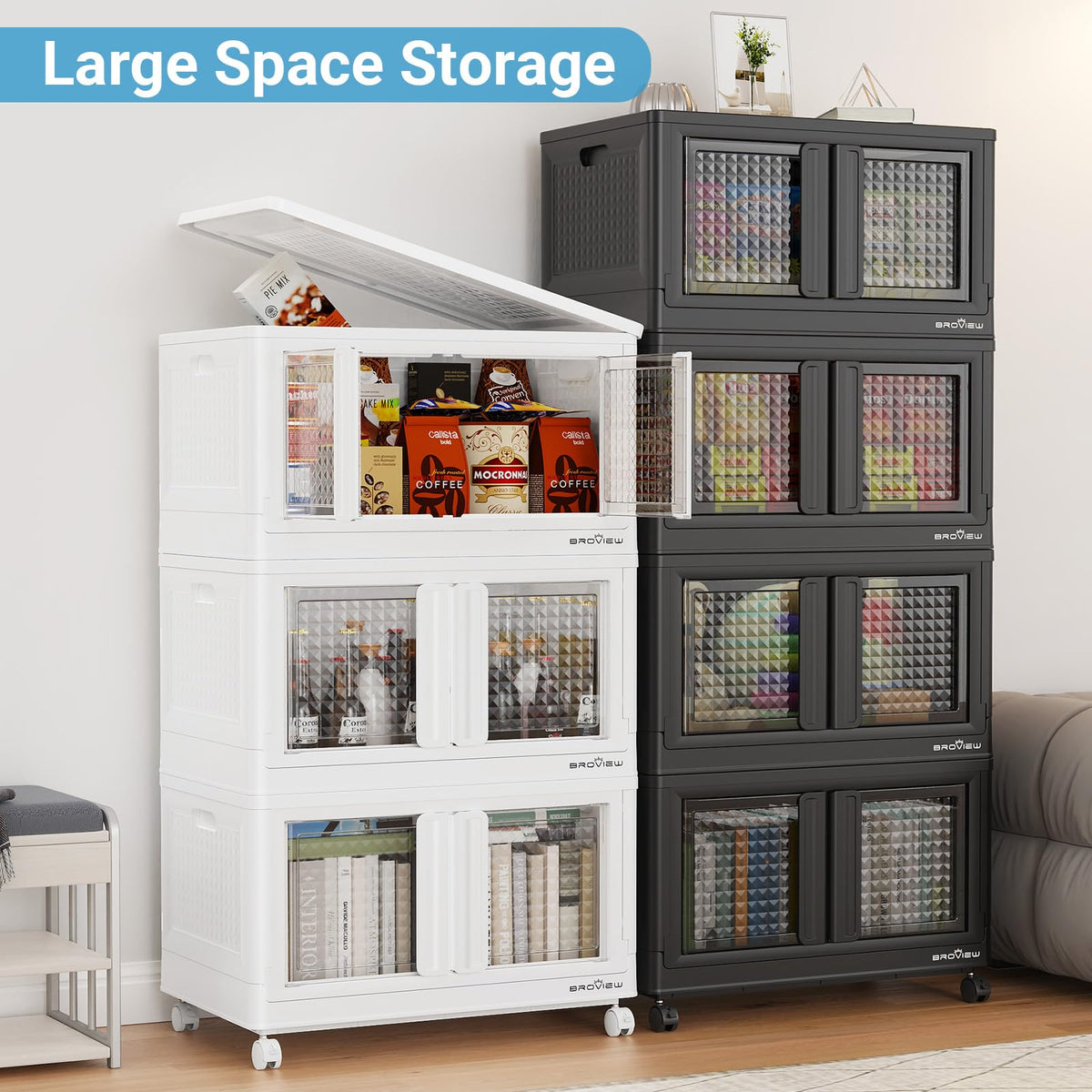 500 Qt Stackable Storage Bins with Lids & Doors (5 Count)