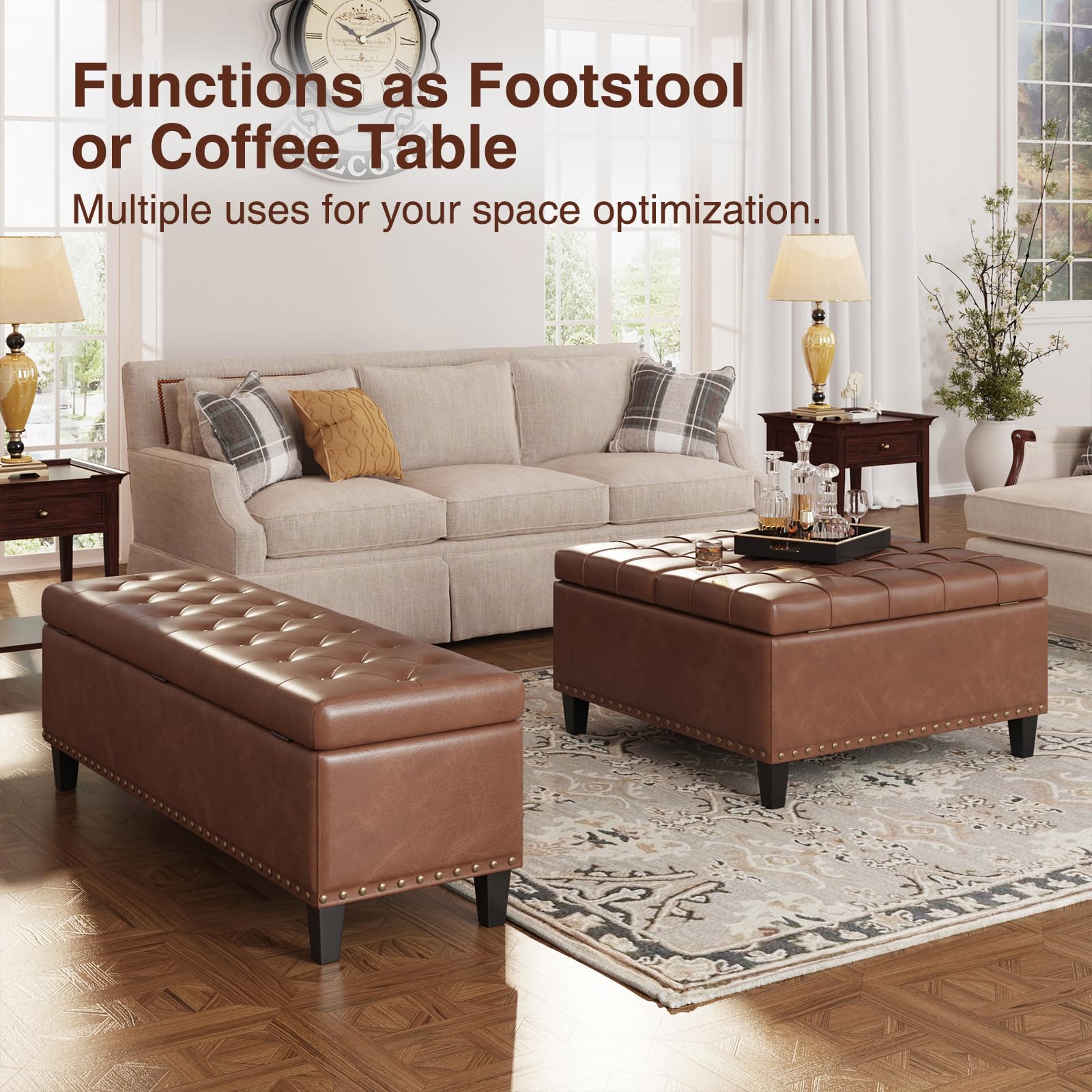 51 Inch Storage Ottoman Bench