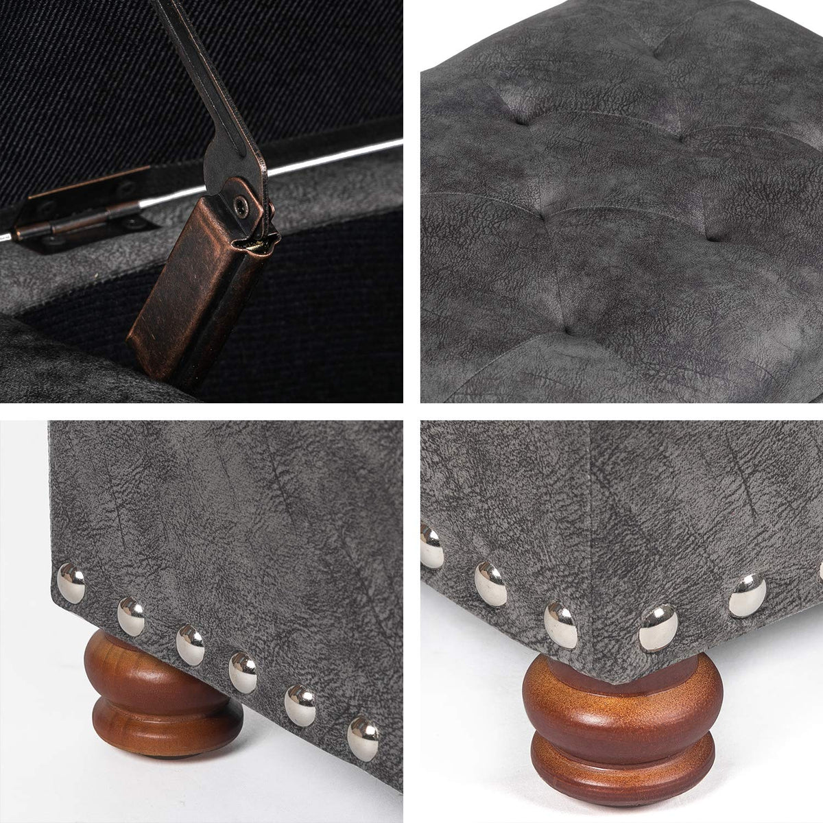 24" Rectangular Ottoman with Storage for Living Room