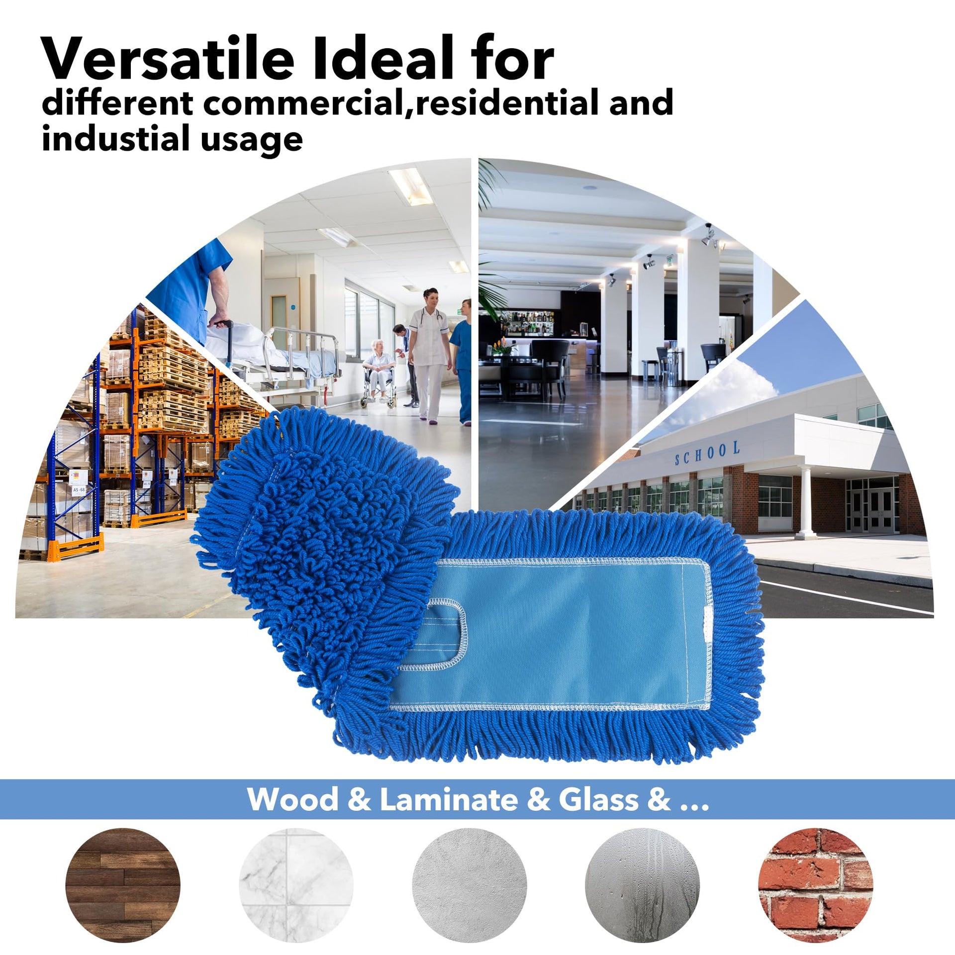 Matthew 36'' Microfiber Loop Dust Mop Washable Commercial&Residential Heavy Duty Mop Head Replacement Premium Absorbent Industrial Dust Mop Refill Pads for Hardwood (12 Count) - ModHome Supplies