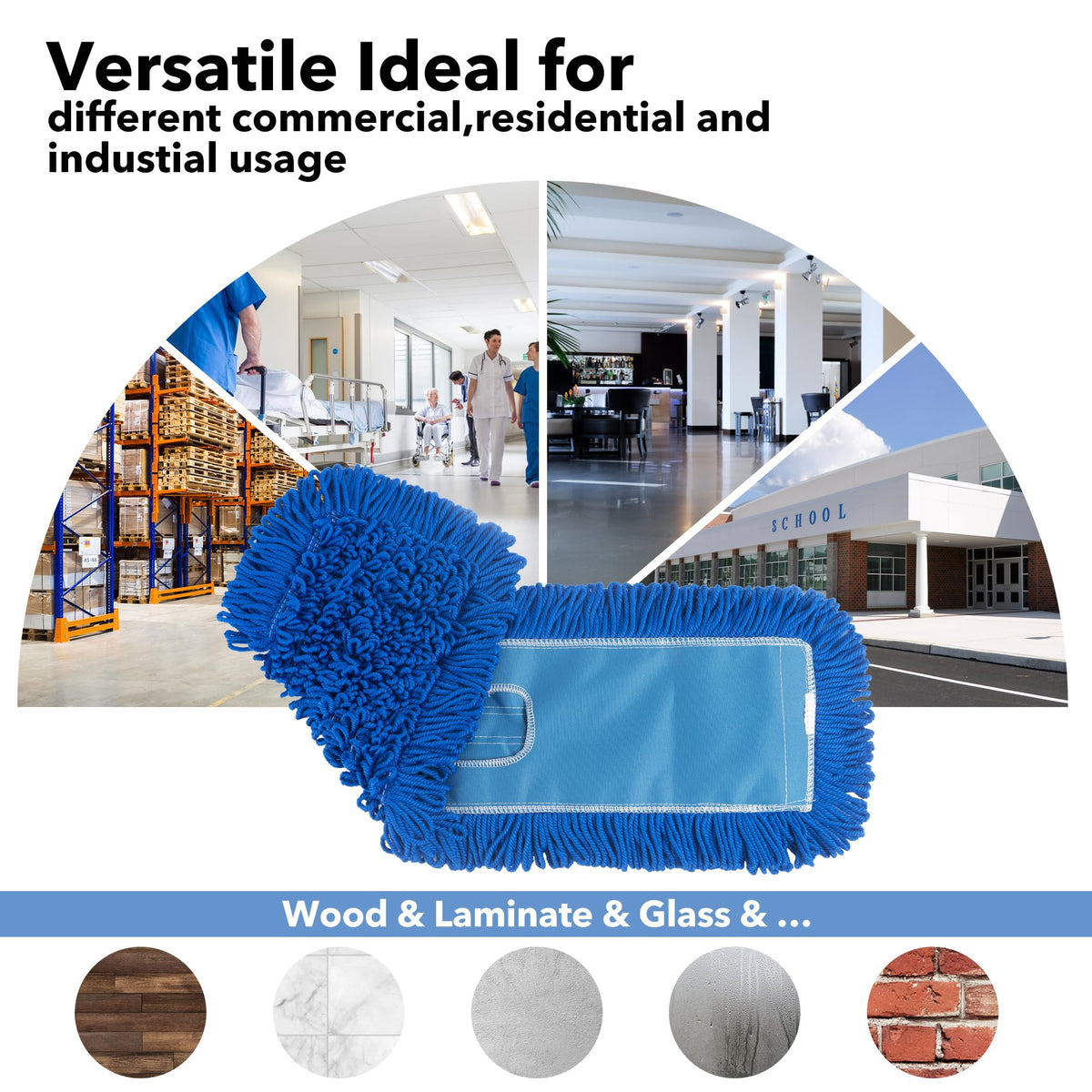 Matthew 36'' Microfiber Loop Dust Mop Washable Commercial&Residential Heavy Duty Mop Head Replacement Premium Absorbent Industrial Dust Mop Refill Pads for Hardwood (12 Count) - ModHome Supplies