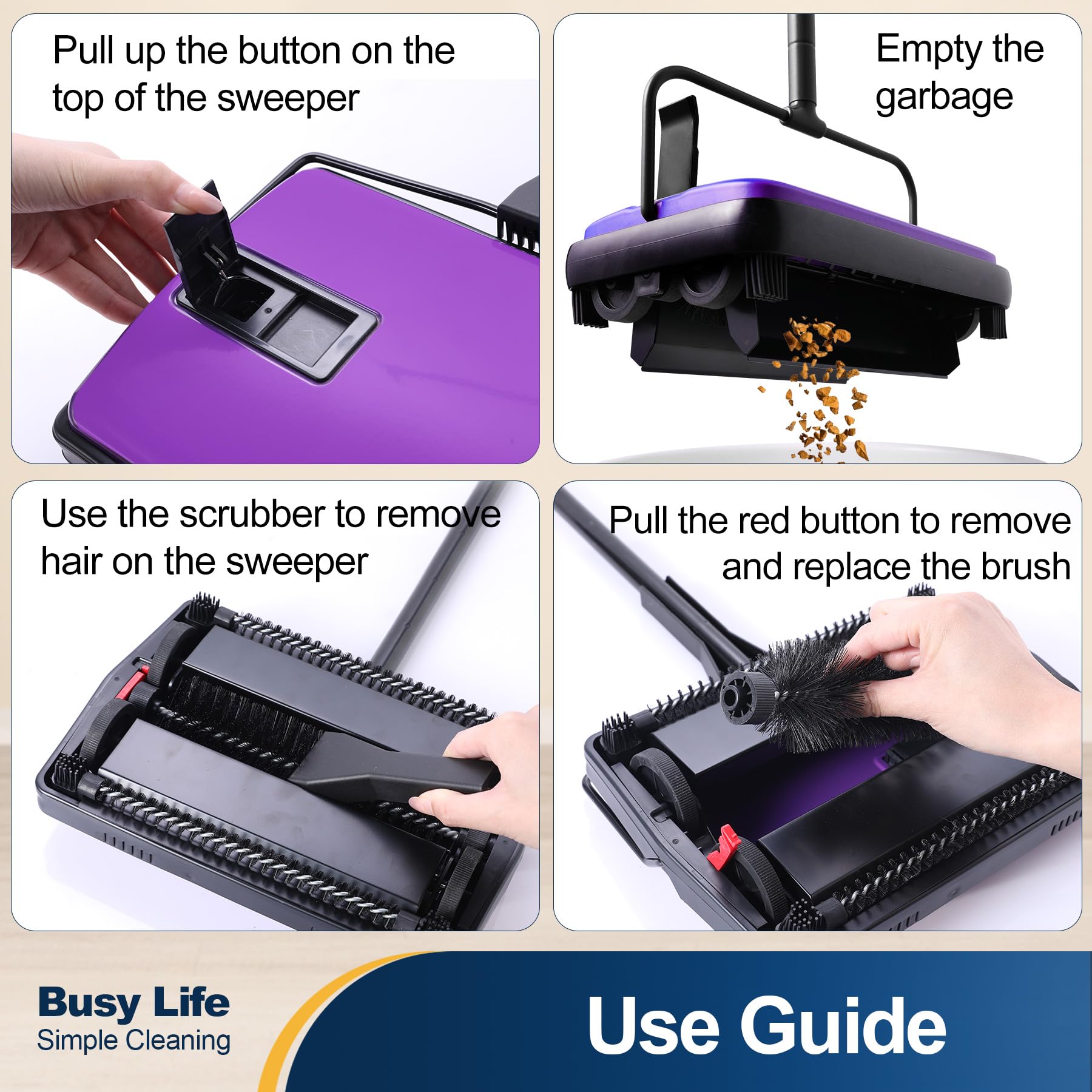 Carpet Sweeper Cleaner Manual Household Sweeper 1*Extra Brush