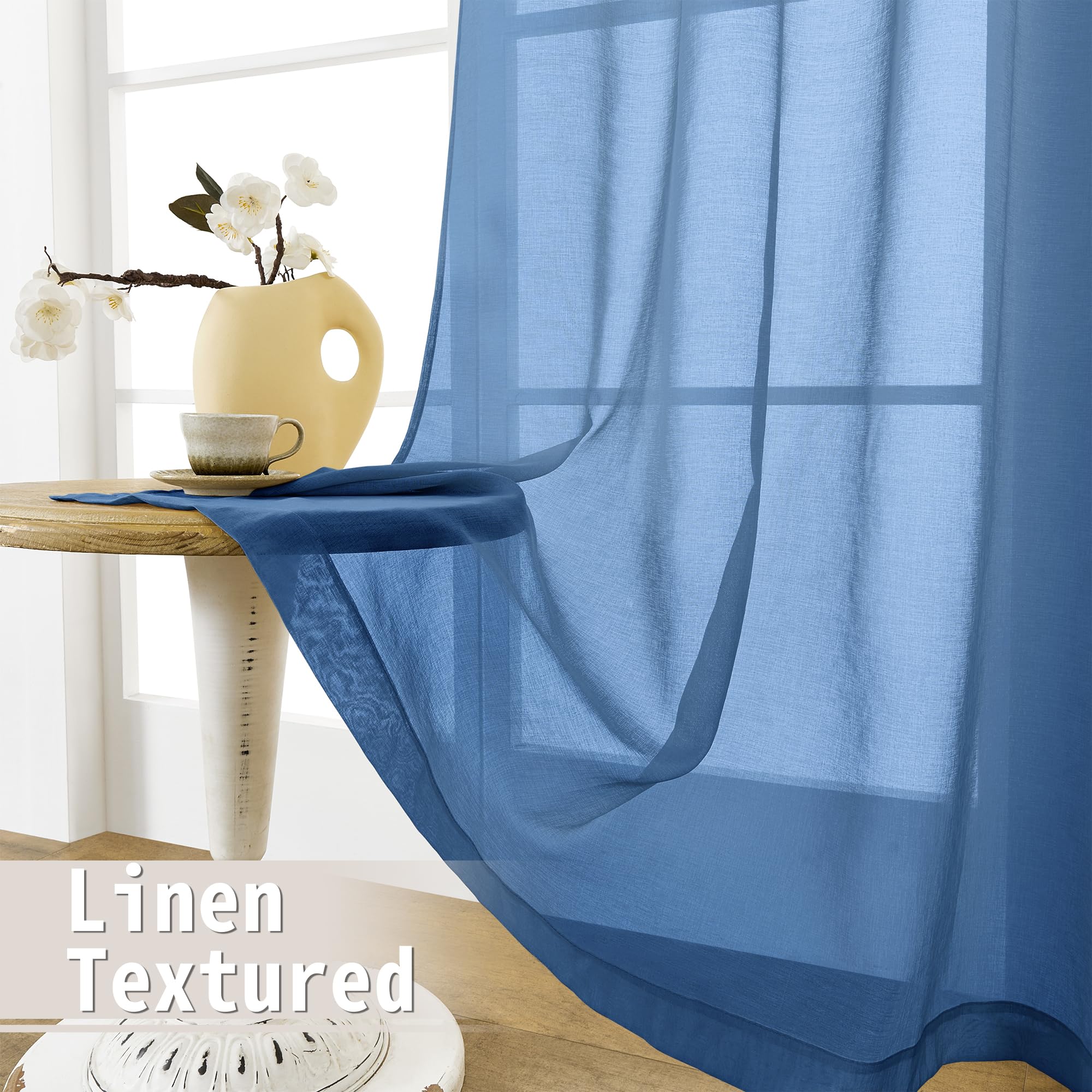 Sheer Door Curtains Closet Linen Textured Curtains Sheer Doorway Light Filtering Voile French Doors Rod Pocket Curtain Patio Glass Door