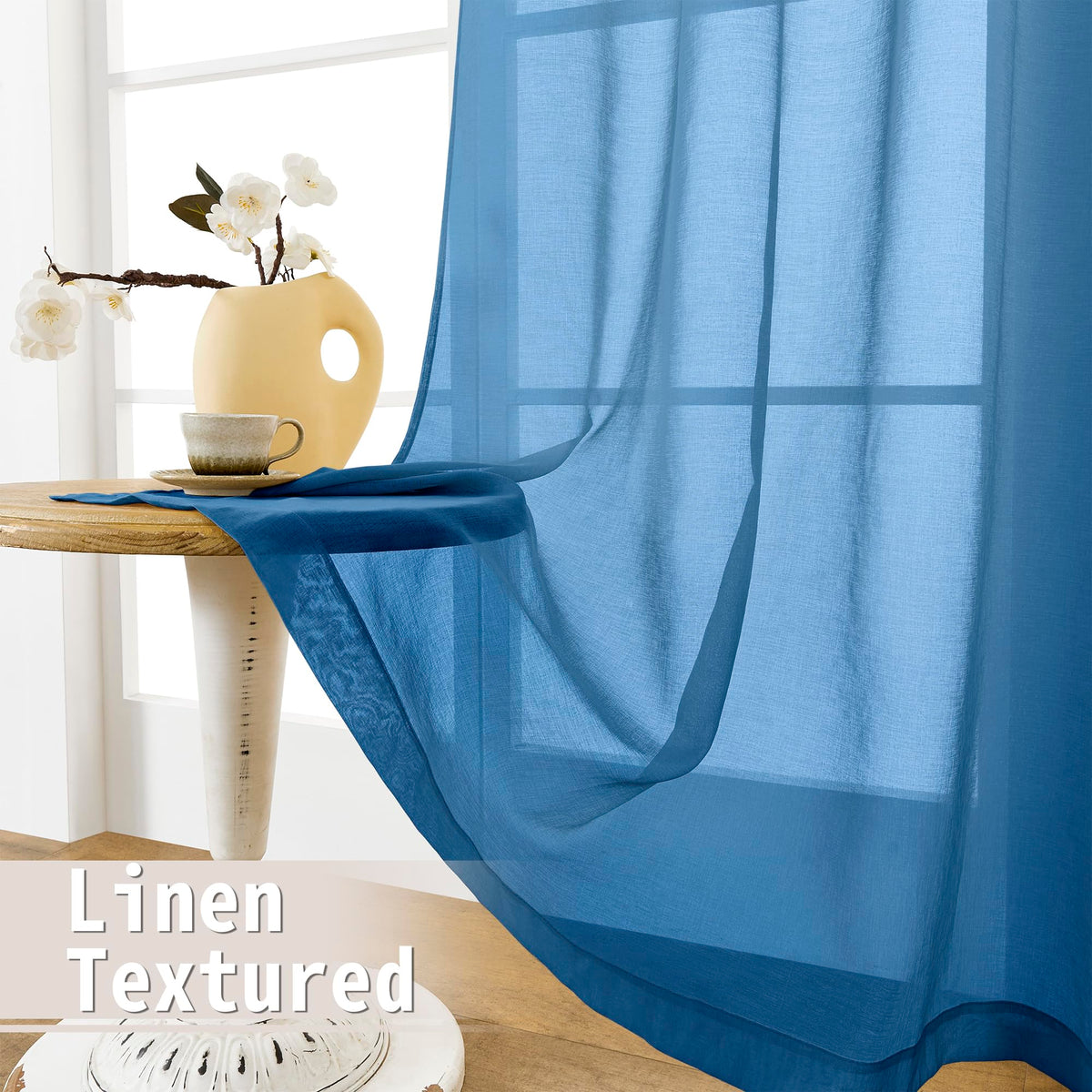 Short Sheer Door Curtain Closet Linen Textured Curtain Sheers Doorway Light Filtering Voile Patio Glass Doors Rod Pocket Curtains French Door