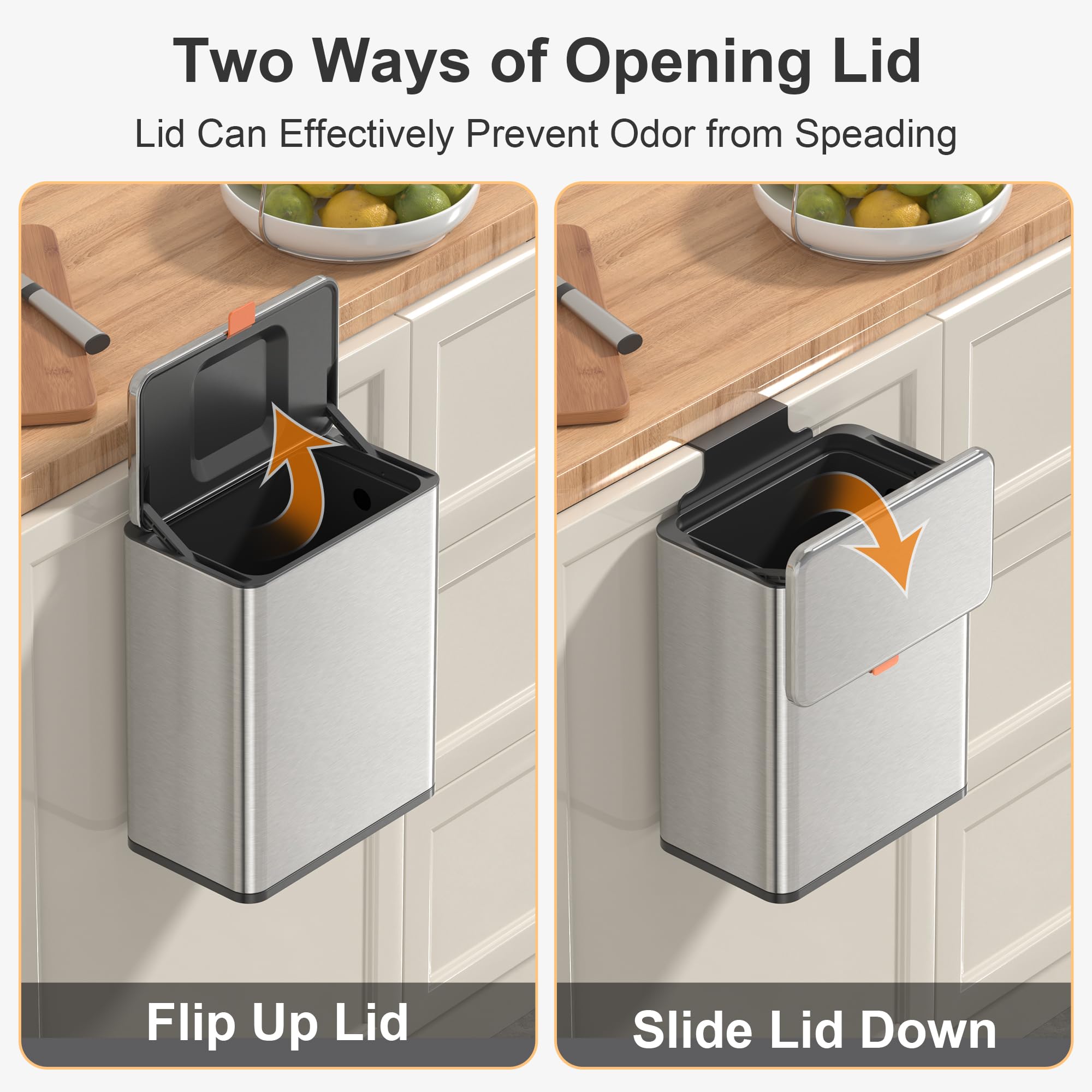 2.1 Gal Silver Hanging Stainless Steel Compost Bin