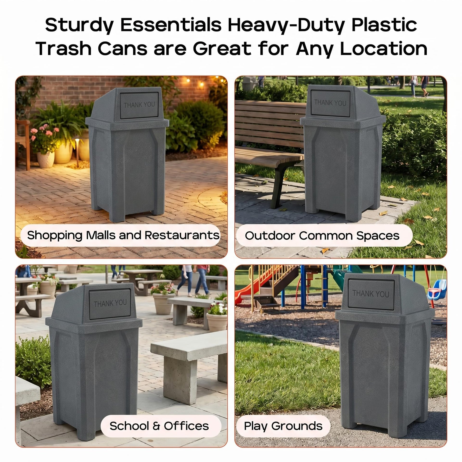 Campus Collection 32 Gallon Commercial Trash Can with Lid