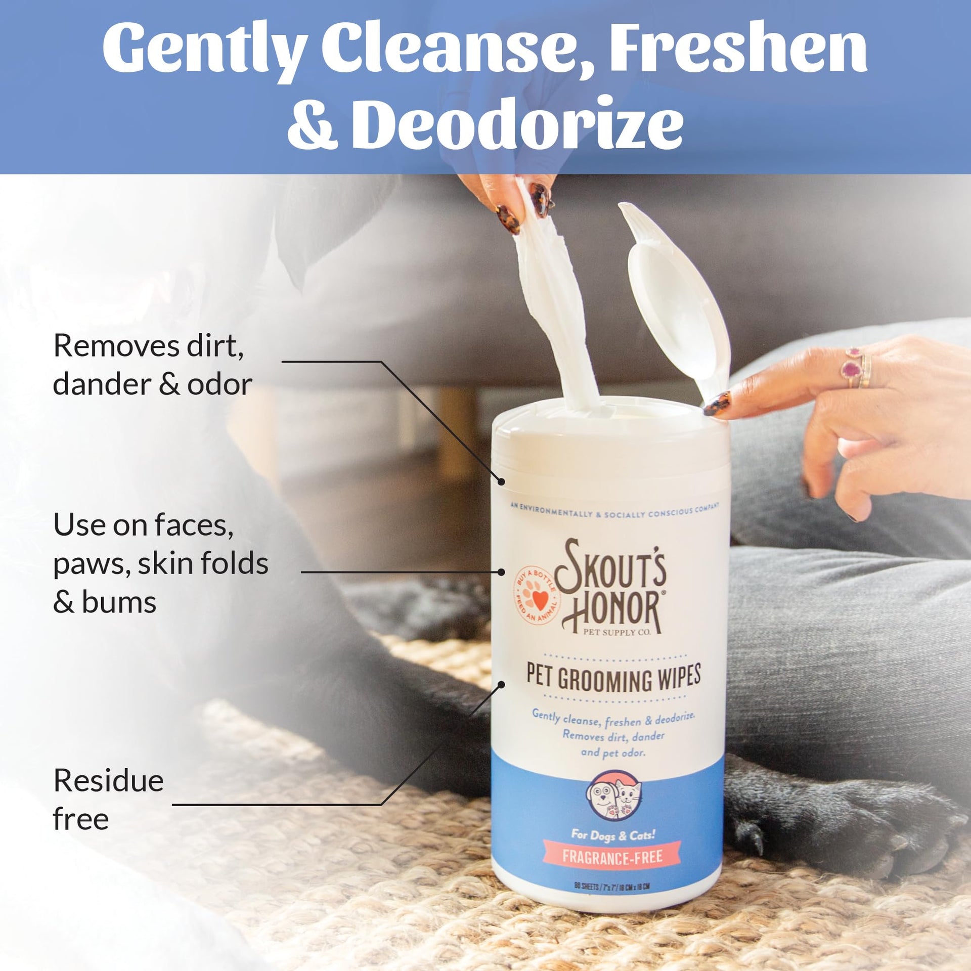 Pet Grooming Wipes for Dogs and Cats