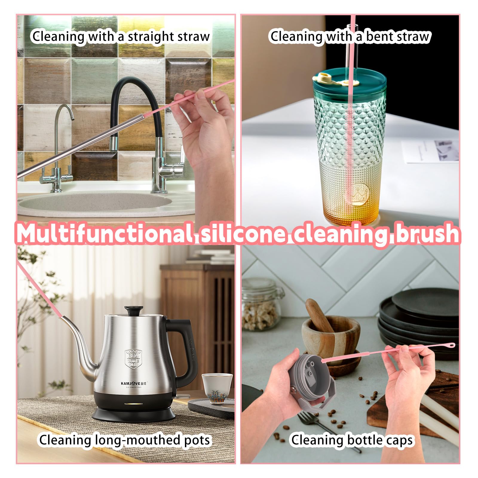 2pcs Silicone Straw Cleaner Brush (2 Count)
